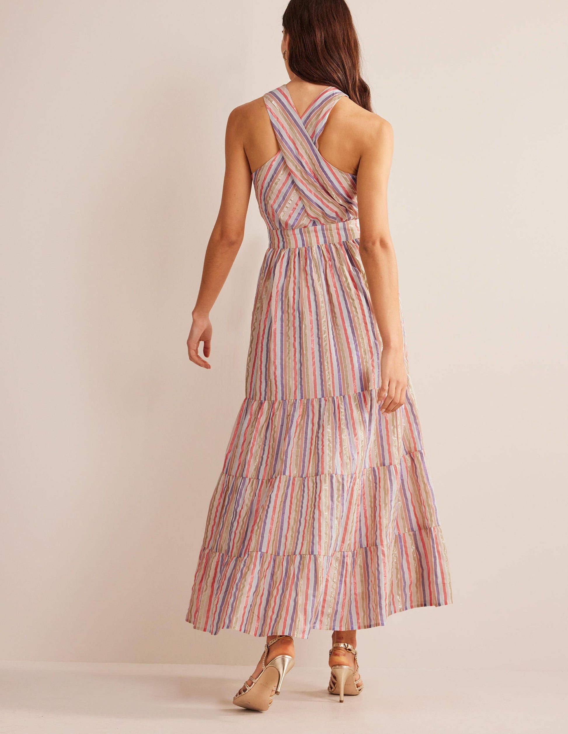 Robe longue rayée et métallisée-Rayé multi métallisé-3