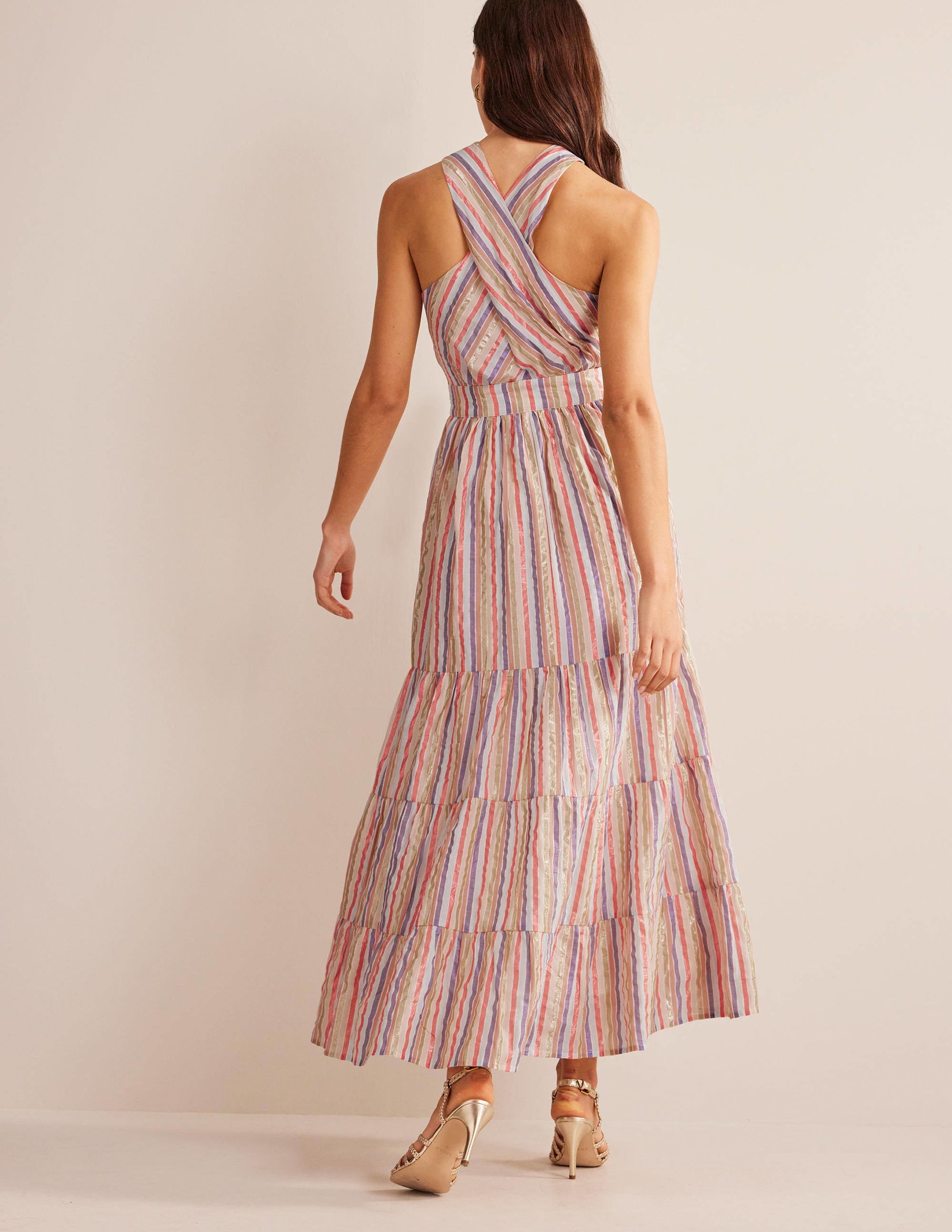 Robe longue rayée et métallisée-Rayé multi métallisé - Image 3