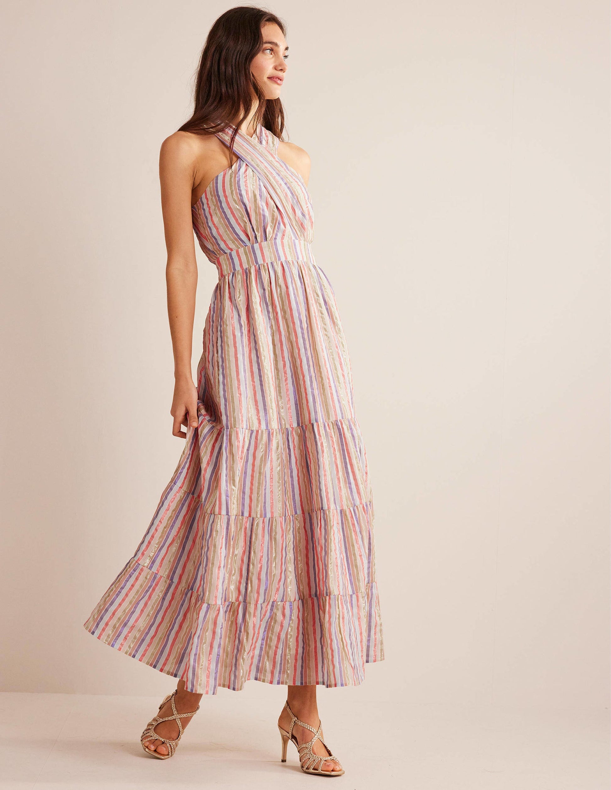 Robe longue rayée et métallisée-Rayé multi métallisé-4