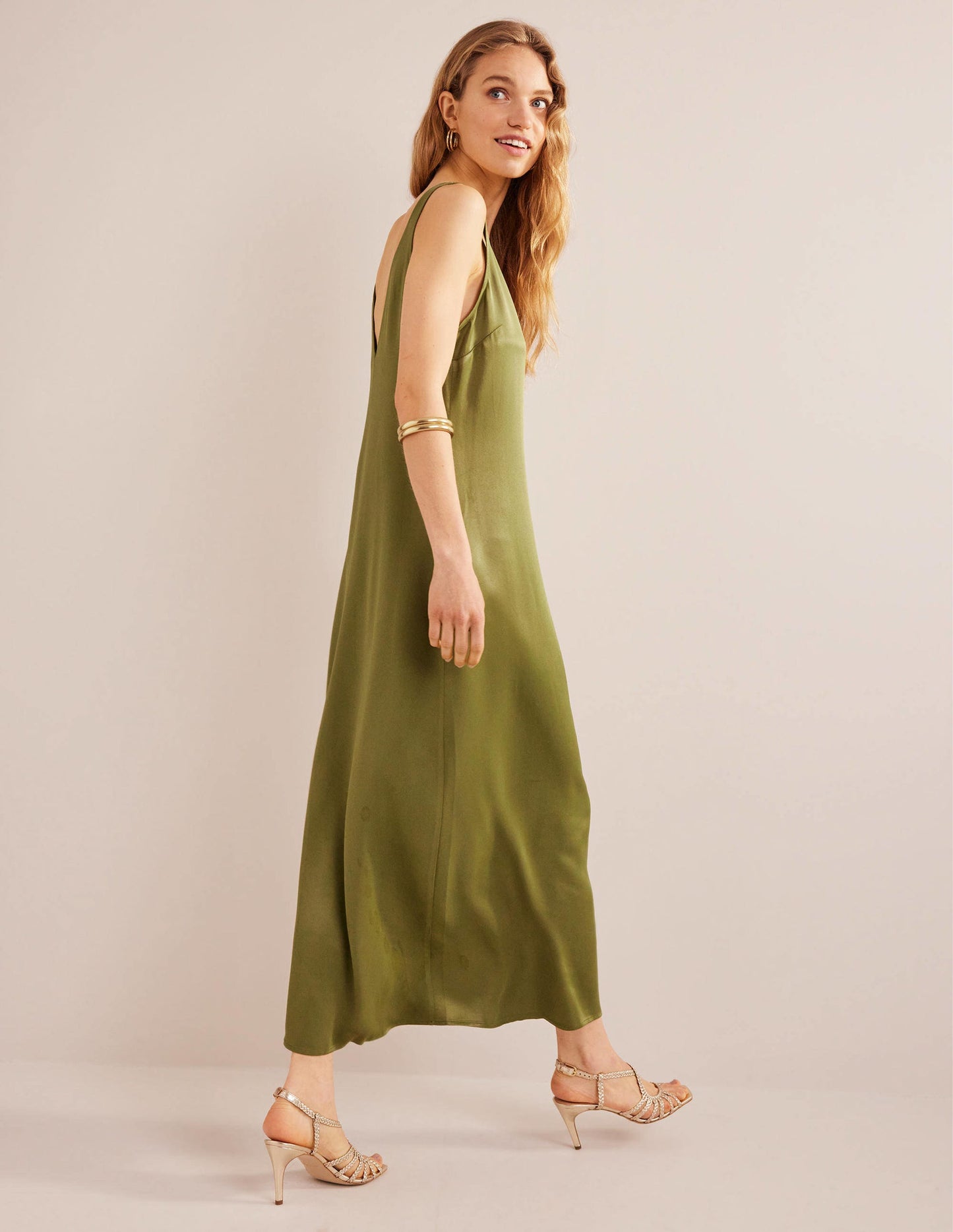Satin Slip Maxi Dress-Capulet Olive