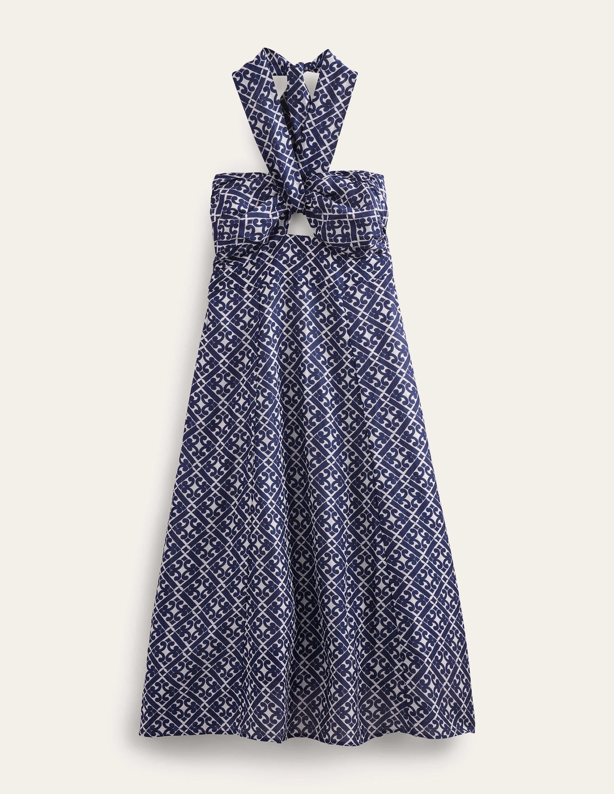 Neckholder-Midikleid mit Cut-out-Berliner Blau, Geometrisches Muster - Image 6