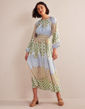 Robe longue à manches raglan et taille smockée-Multi, motif Geo Trance