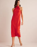 Robe midi nouée dans le dos-Tomate cerise