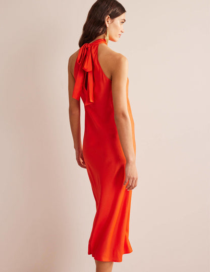 Tie Back Slip Midi Dress-Cherry Tomato