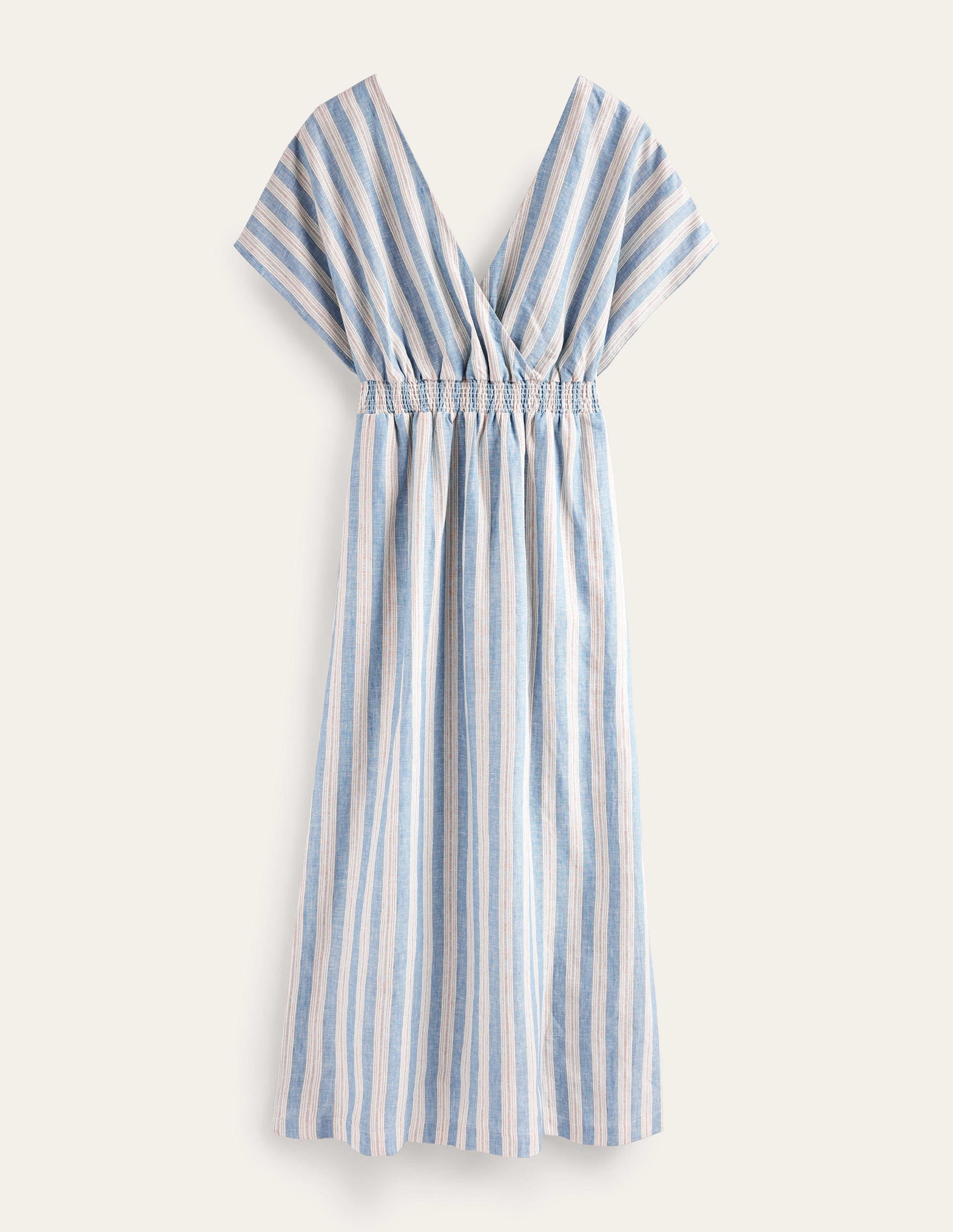 Kaftan-Maxikleid aus Leinen-Porzellanblau, Lurexstreifen - Image 7