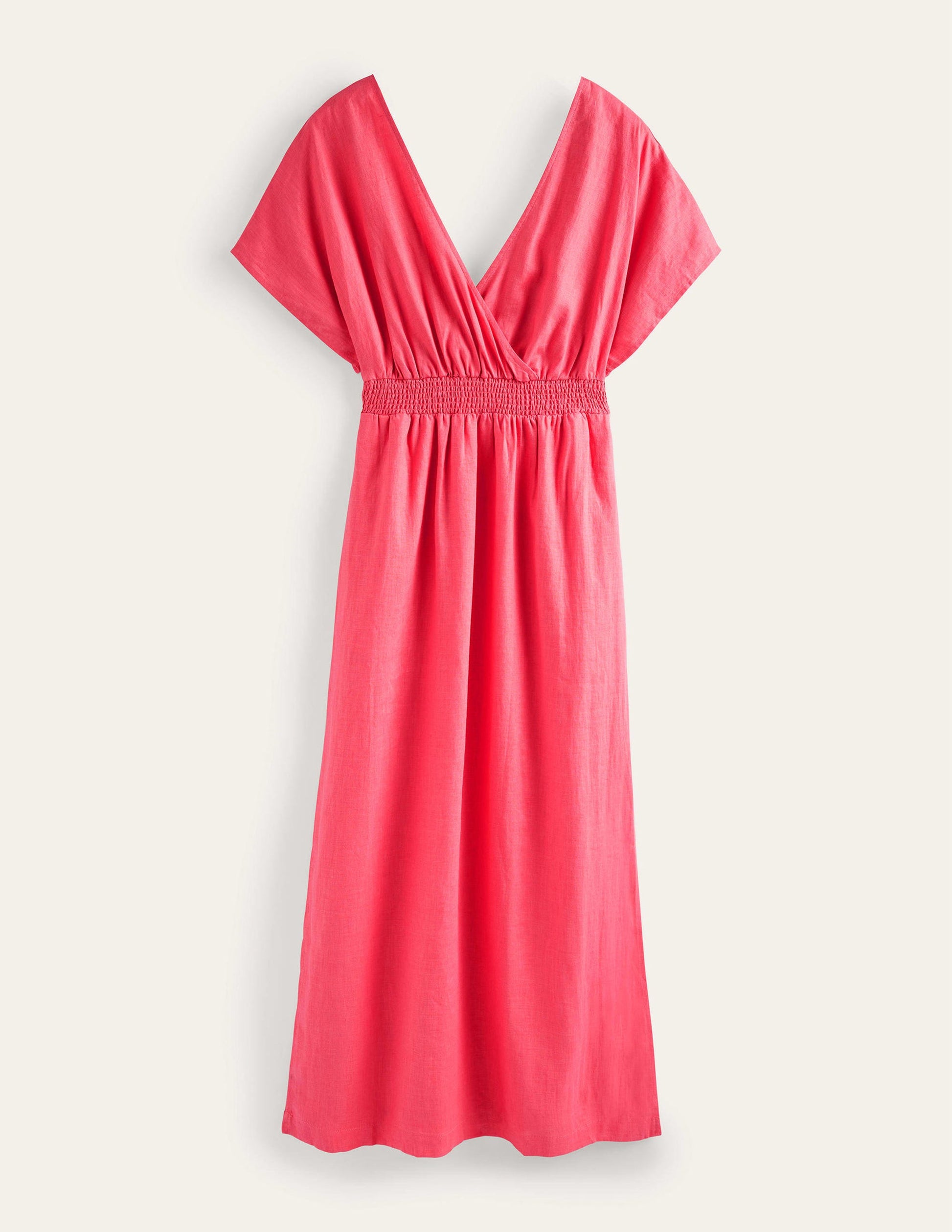 Kaftan-Maxikleid aus Leinen-Korallenrosa-7