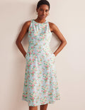 Fit-and-Flare Midi Dress-Pale Green, Vintage Floral