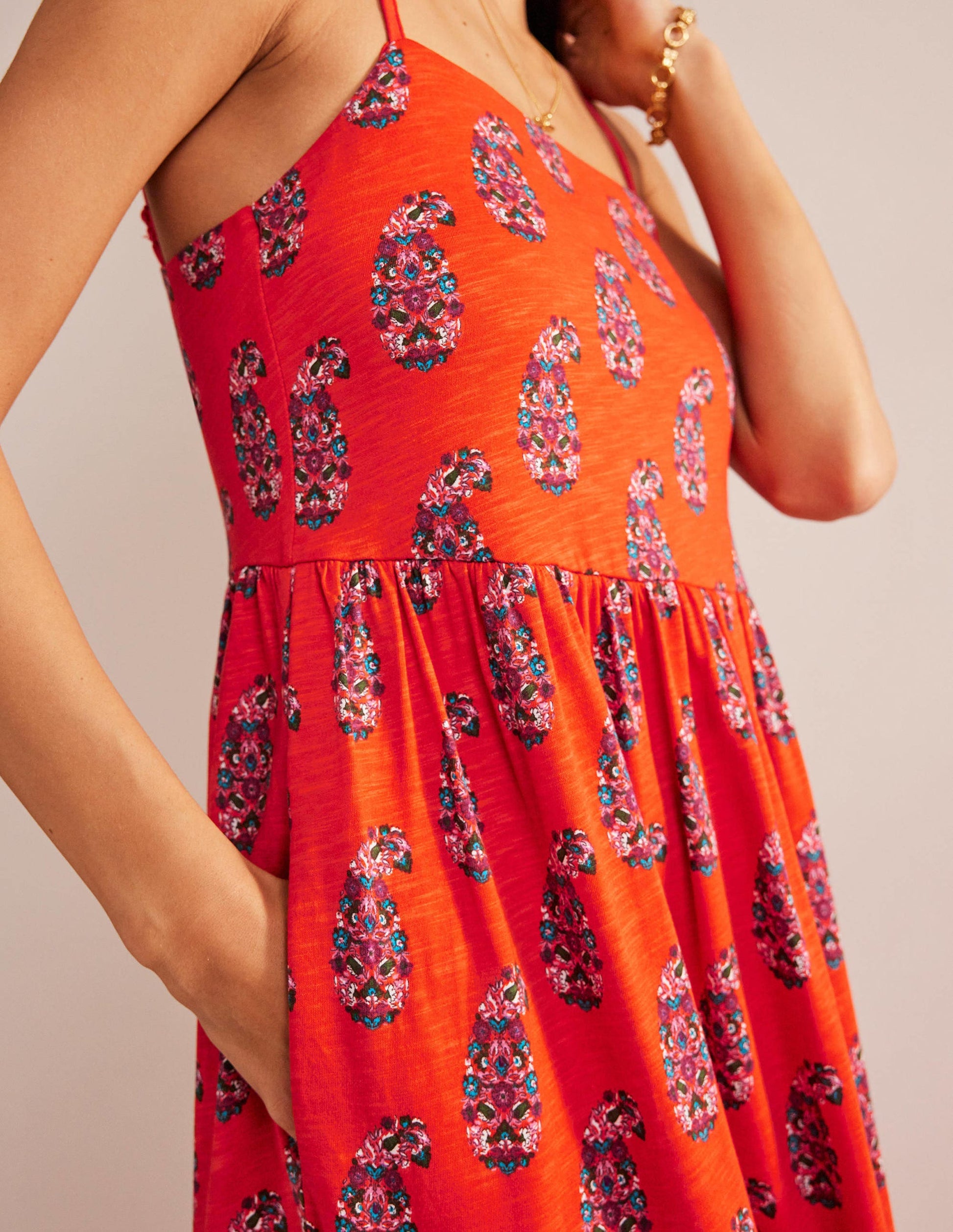 Jersey-Midikleid mit Trägern-Blutorange, Paisleymuster-3
