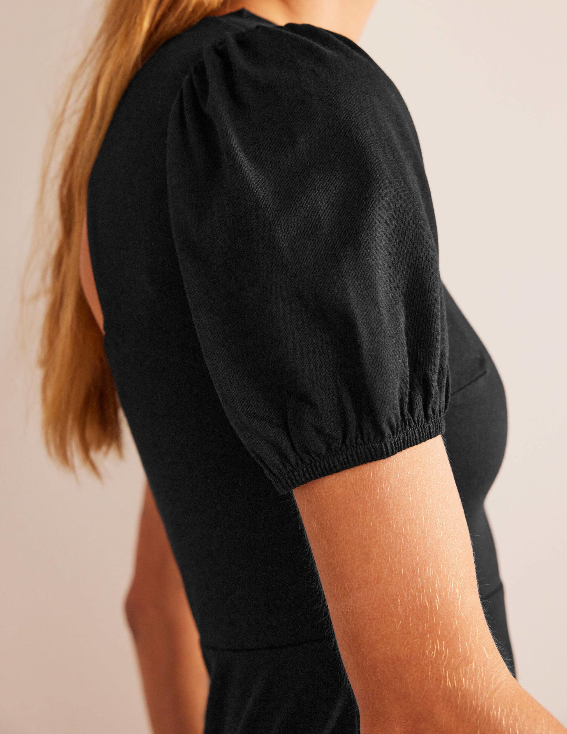 Back Detail Jersey Midi Dress-Black-3