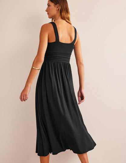 Ärmelloses Jersey-Maxikleid-Schwarz-3