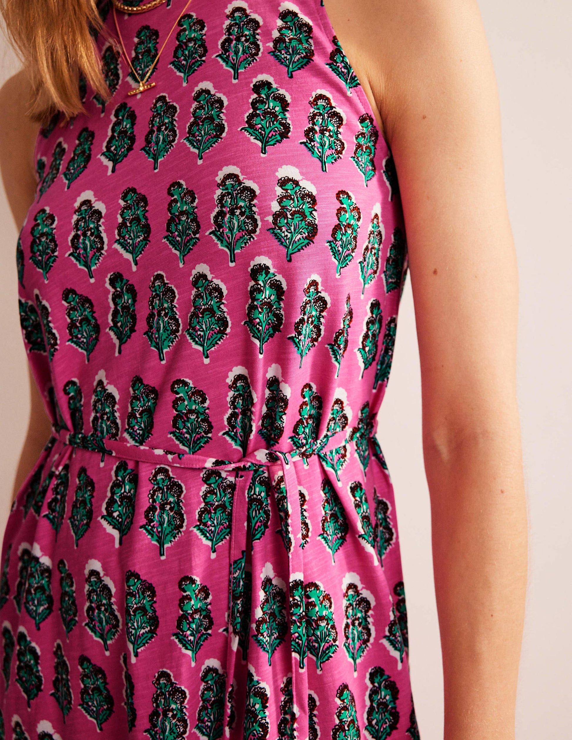 Swingkleid aus Jersey-Festivalrosa, Kunstvolle Blumen-2