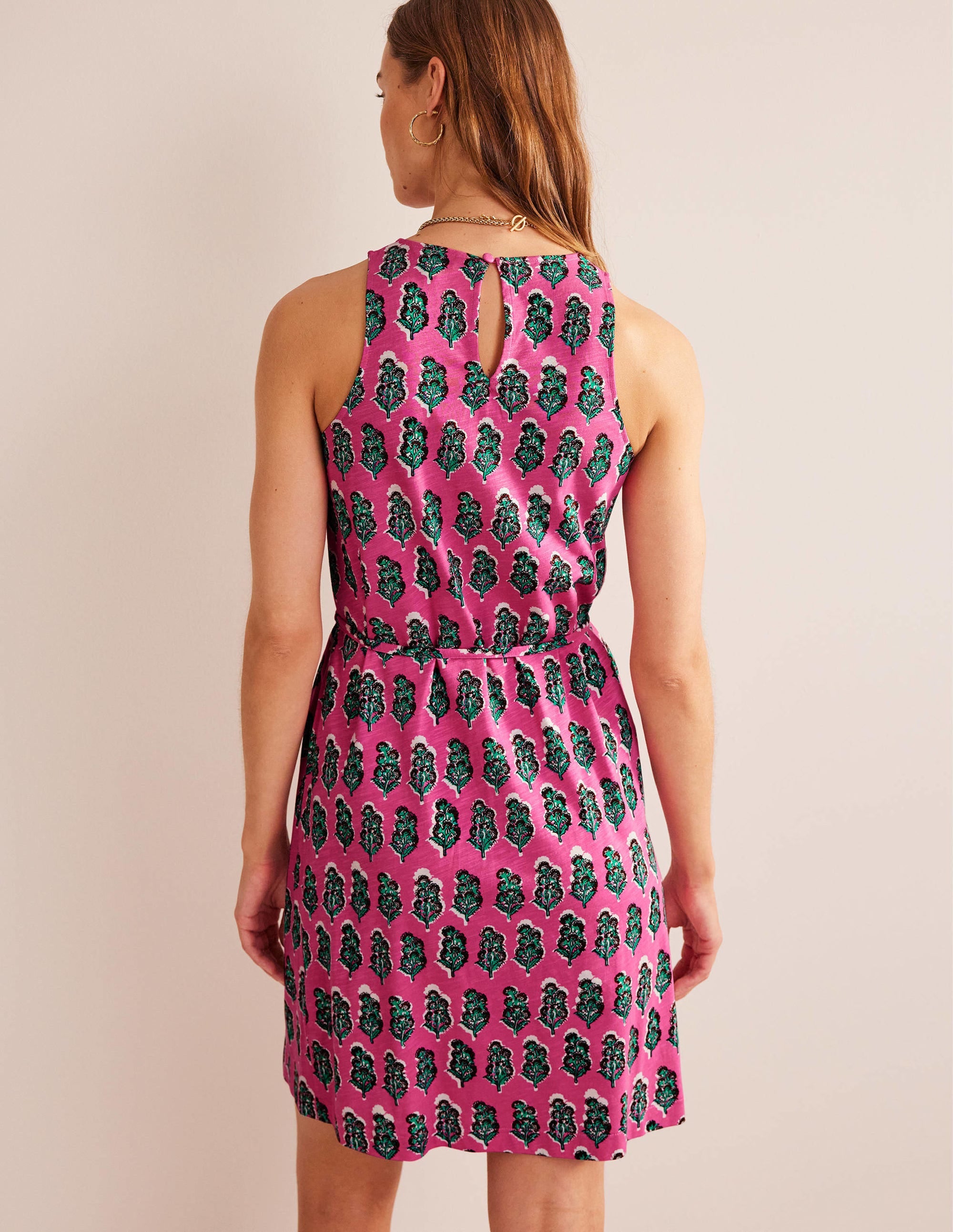 Swingkleid aus Jersey-Festivalrosa, Kunstvolle Blumen - Image 3