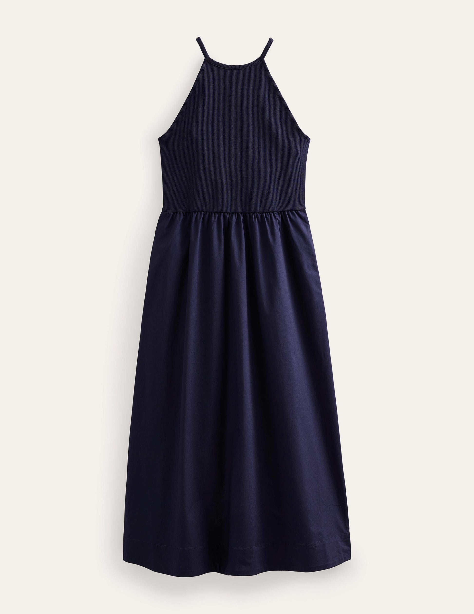 Robe midi dos-nu côtelé-Bleu marine-8