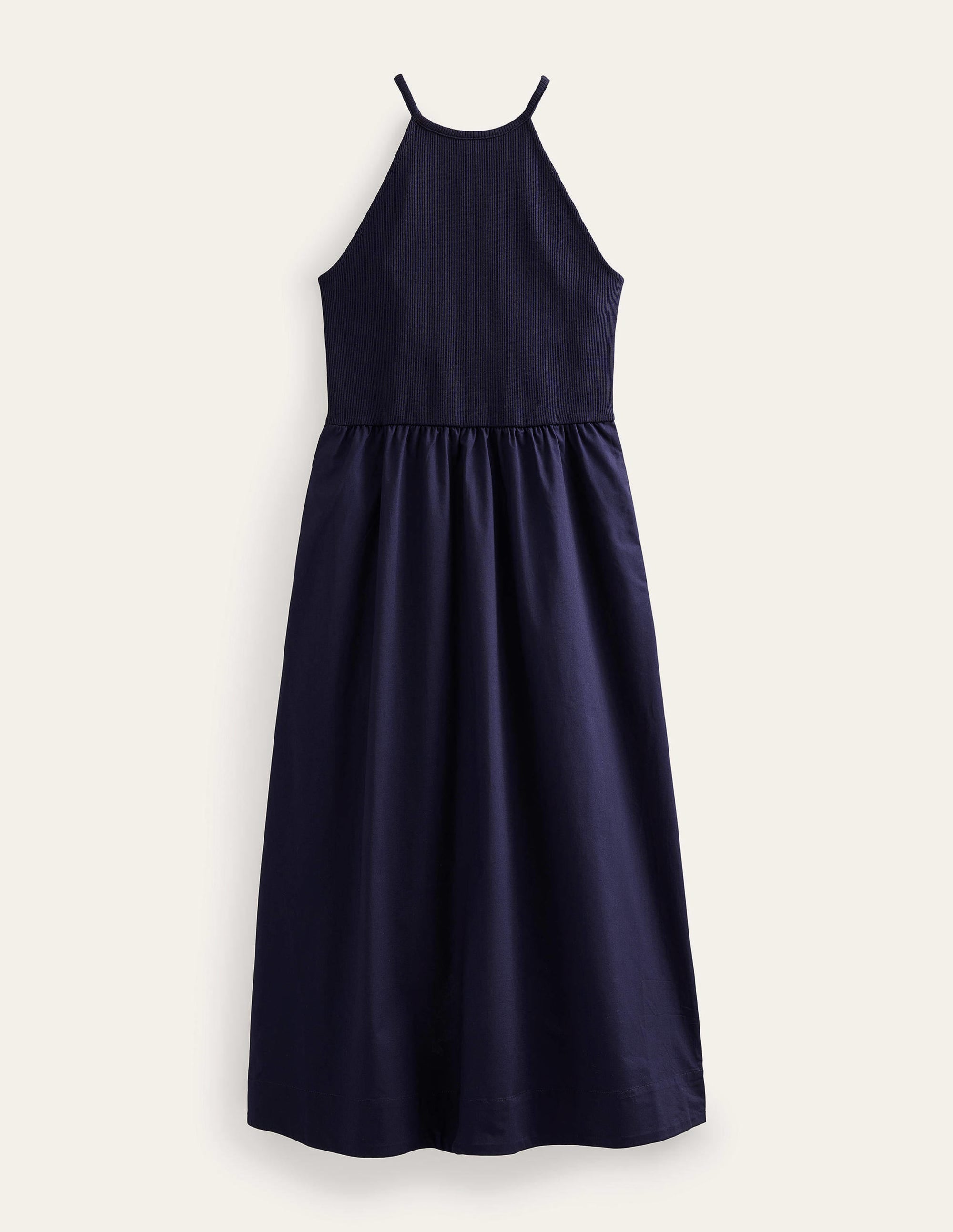 Robe midi dos-nu côtelé-Bleu marine - Image 8