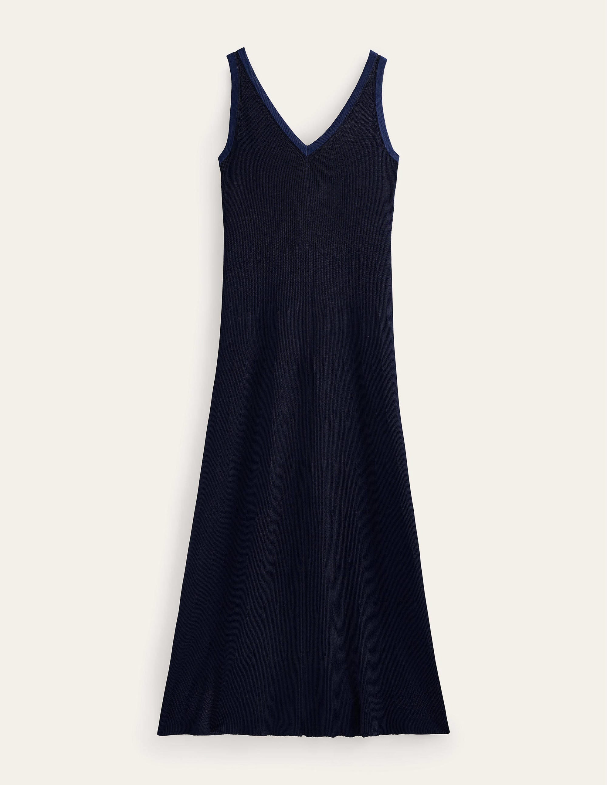 Robe longue en maille à col V-Bleu marine - Image 7
