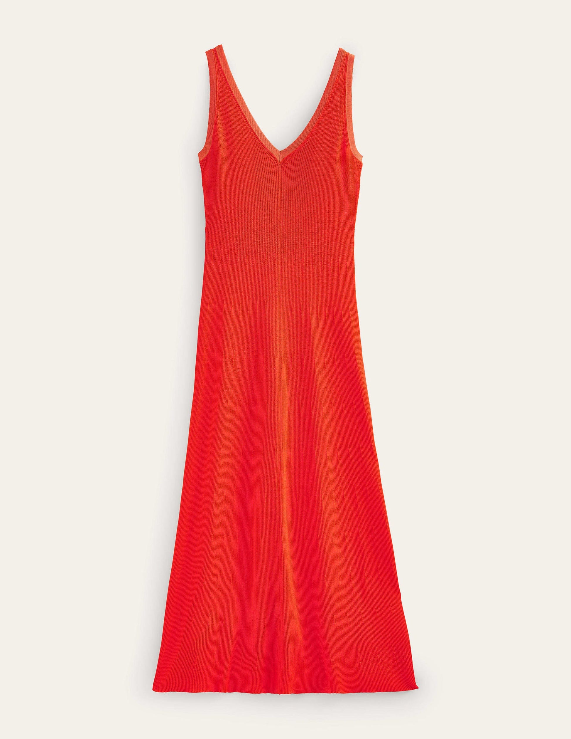 Gestricktes Maxikleid mit V-Ausschnitt-Blutorange-5