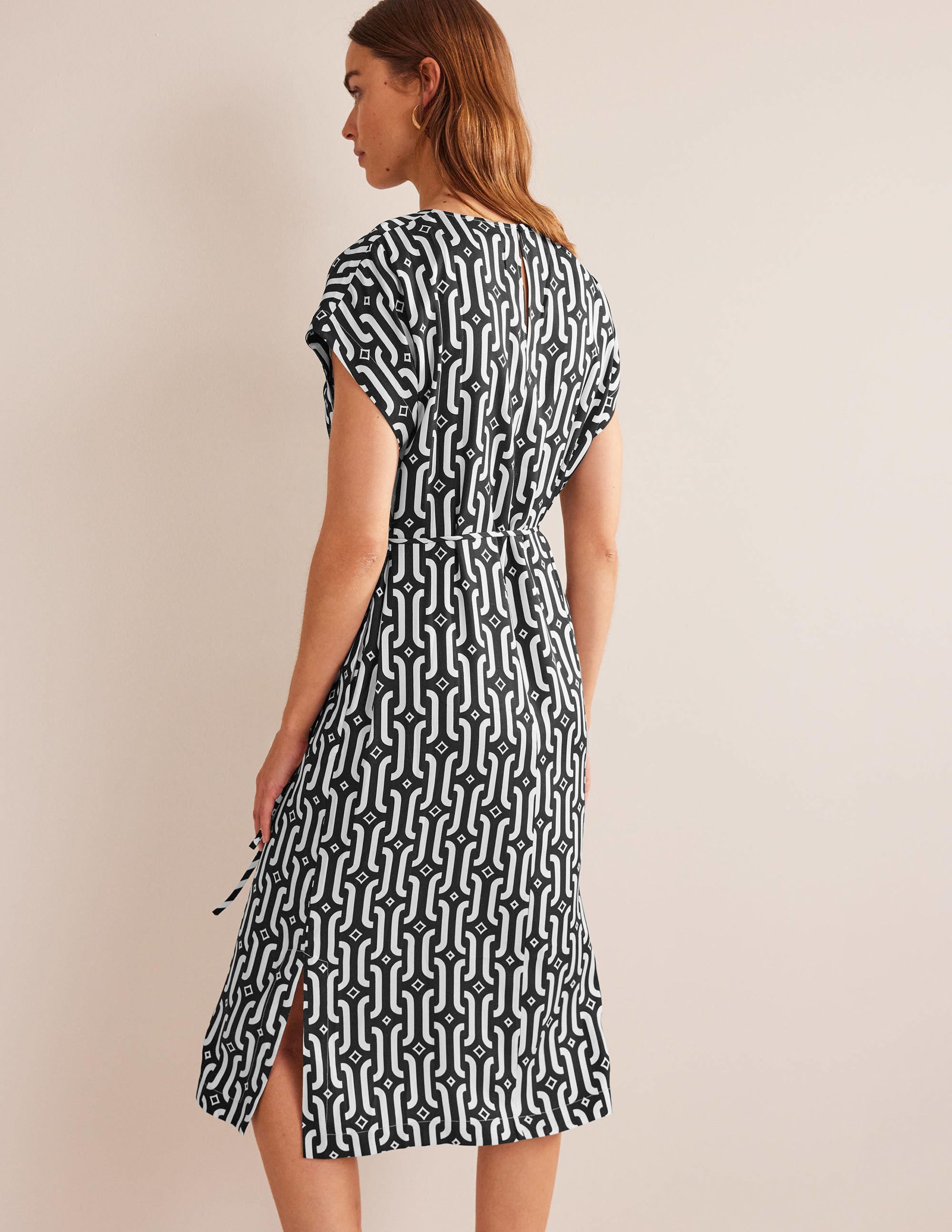 Robe midi colonne à manches courtes-Noir, motif Azure Geo - Image 3