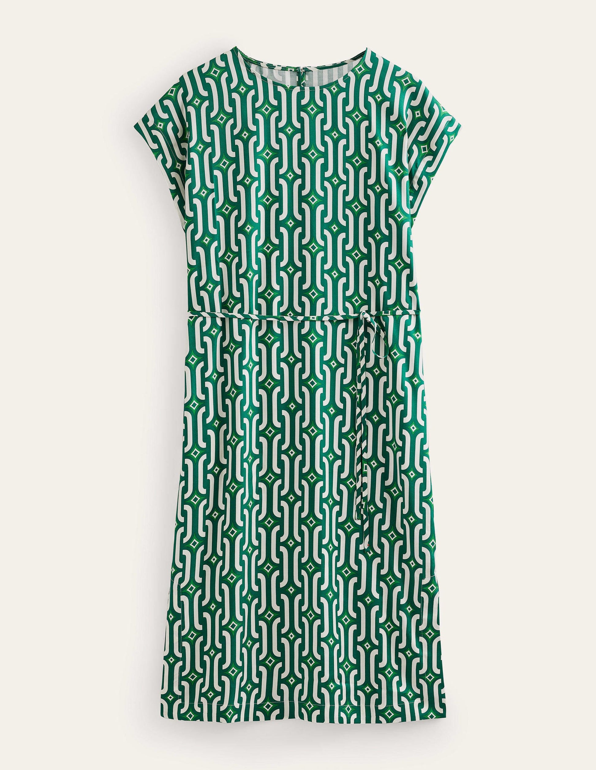 Midi-Säulenkleid mit kurzen Ärmeln-Helles Smaragdgrün, Geometrisches Muster-6