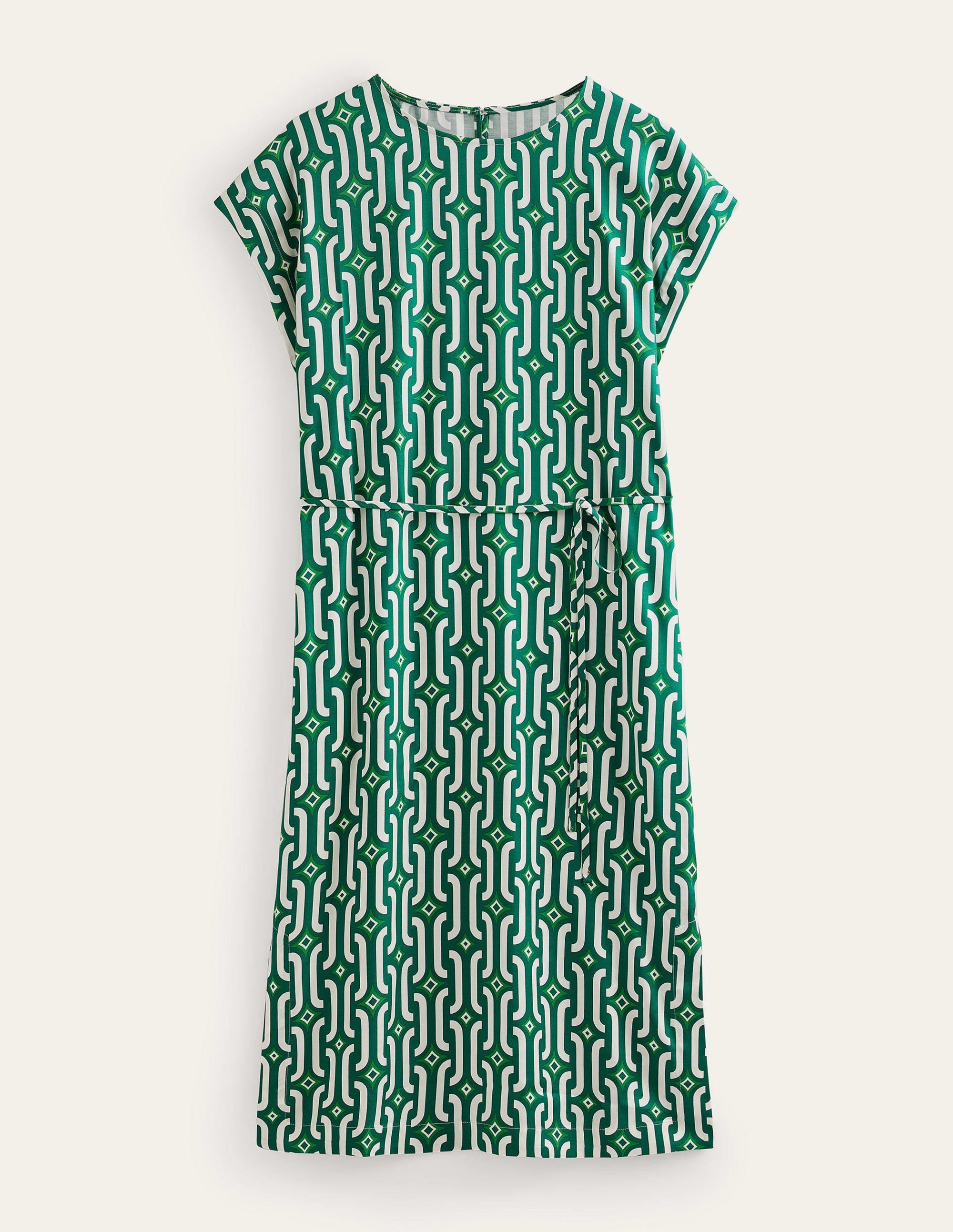 Midi-Säulenkleid mit kurzen Ärmeln-Helles Smaragdgrün, Geometrisches Muster - Image 6