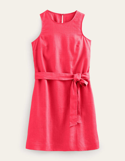 Ärmelloses Leinenkleid-Korallenrot-5