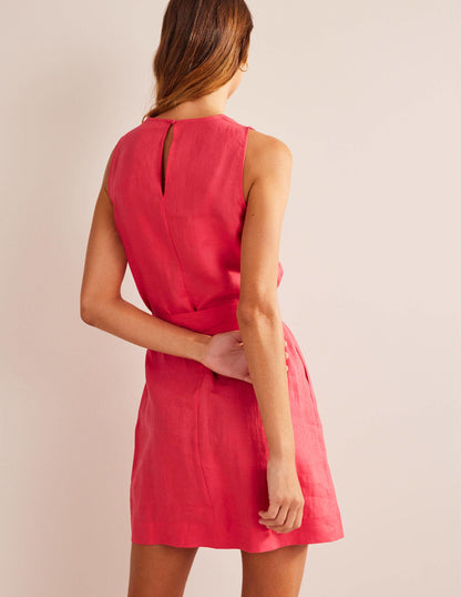 Ärmelloses Leinenkleid-Korallenrot-3