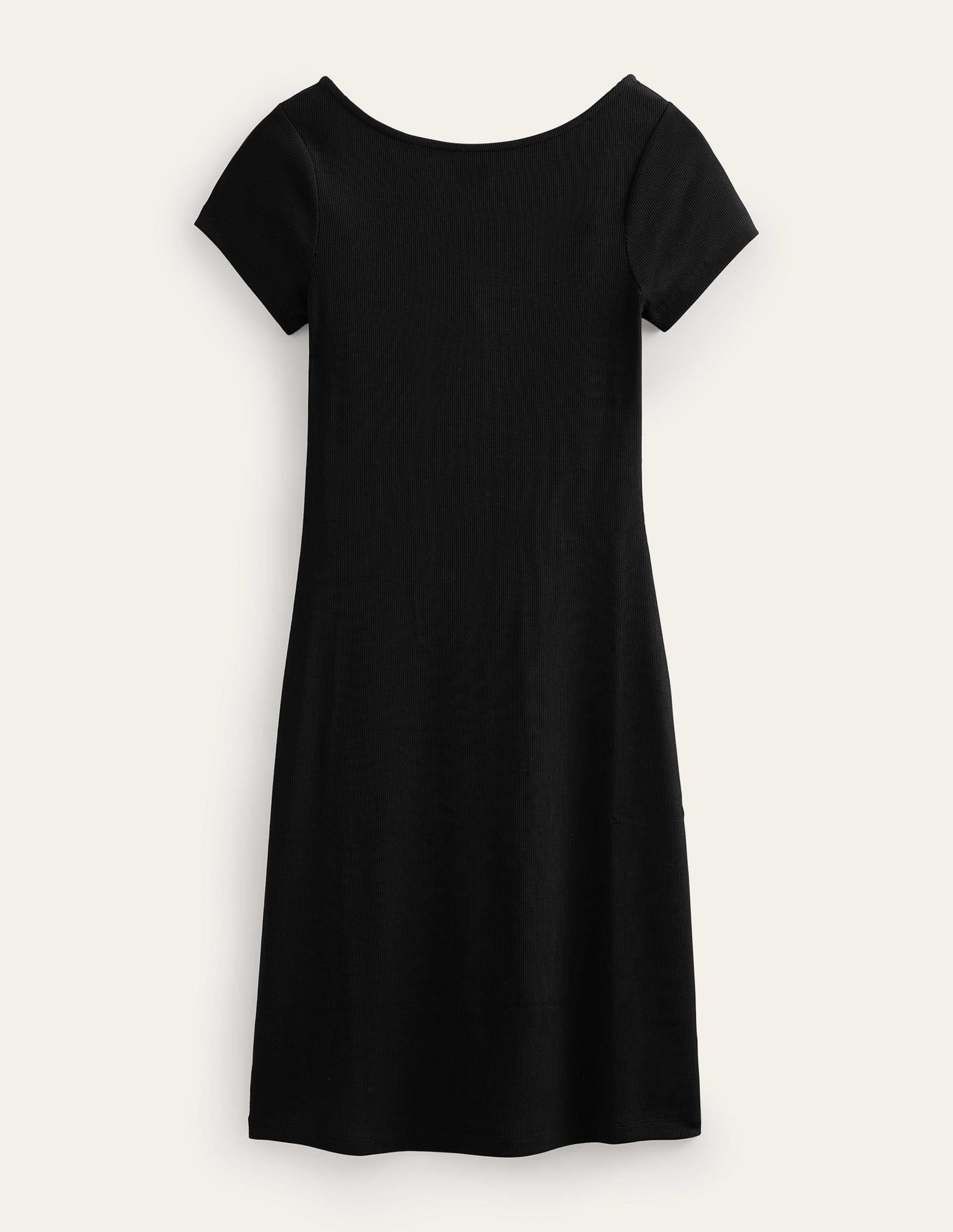 Rippjersey-Minikleid mit tiefem Rückenausschnitt-Schwarz - Image 7