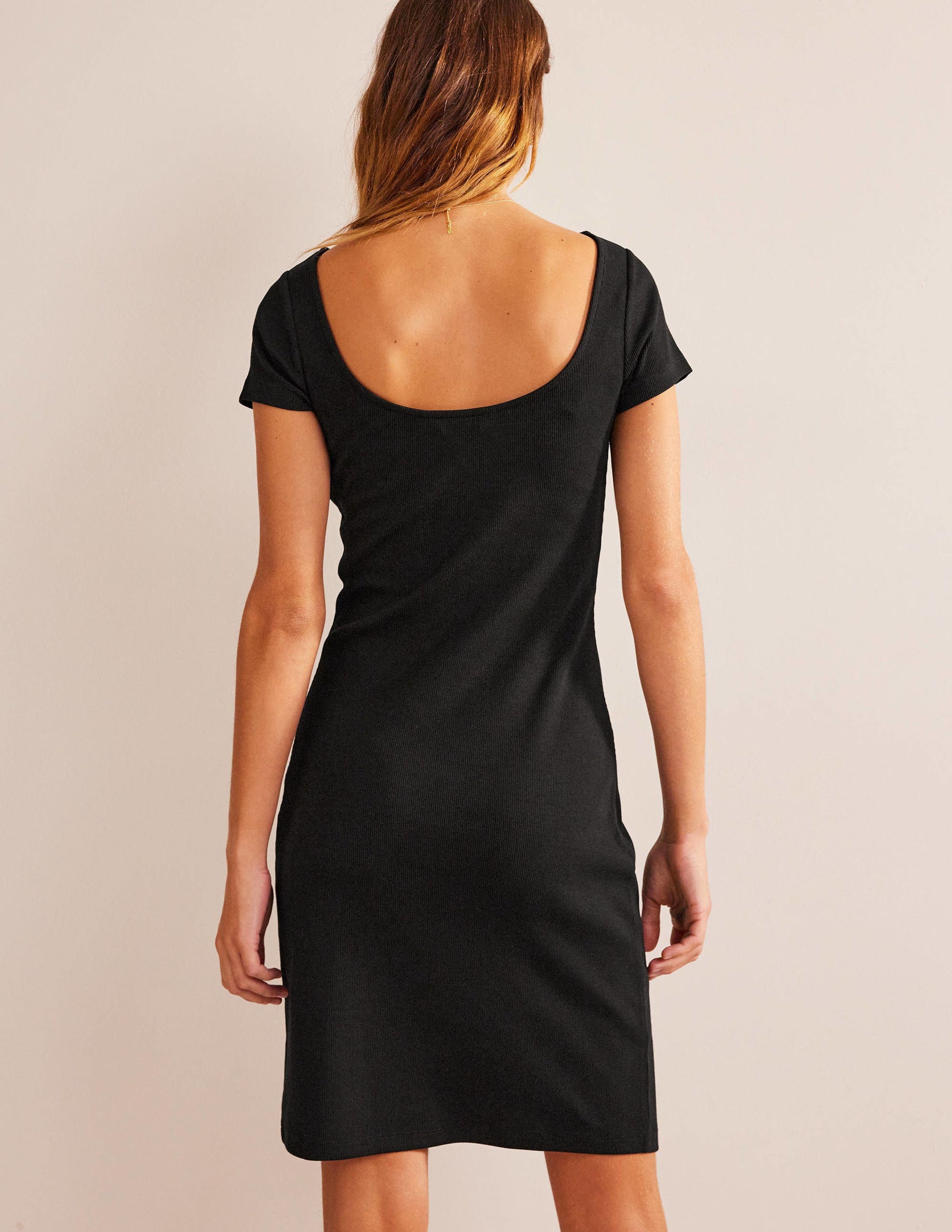 Rippjersey-Minikleid mit tiefem Rückenausschnitt-Schwarz-3