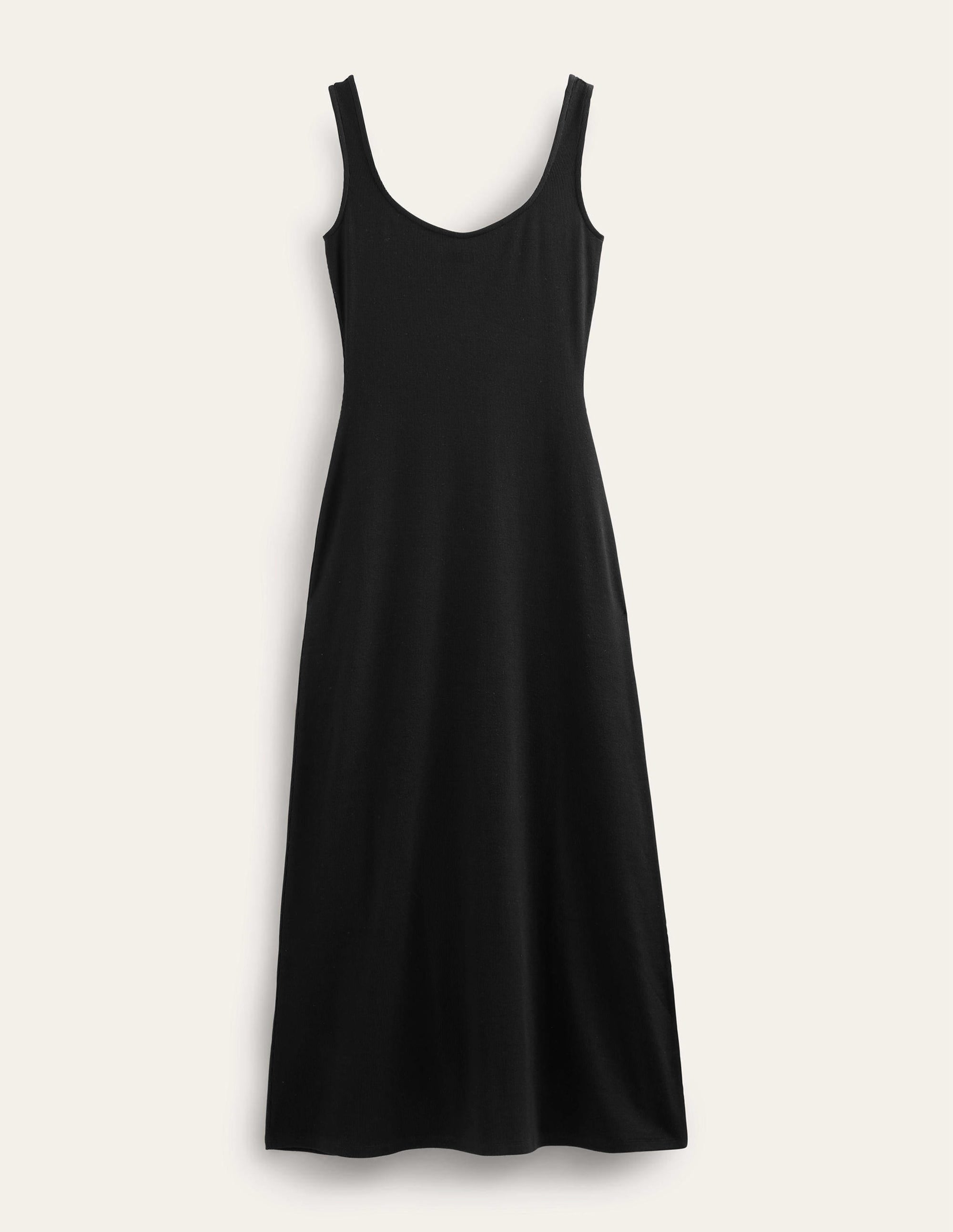 Geripptes Träger-Maxikleid aus Jersey-Schwarz - Image 5