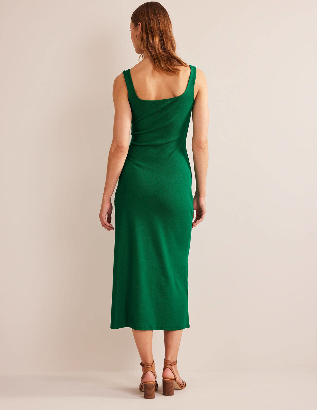 Geripptes Träger-Maxikleid aus Jersey-Helles Smaragdgrün-3