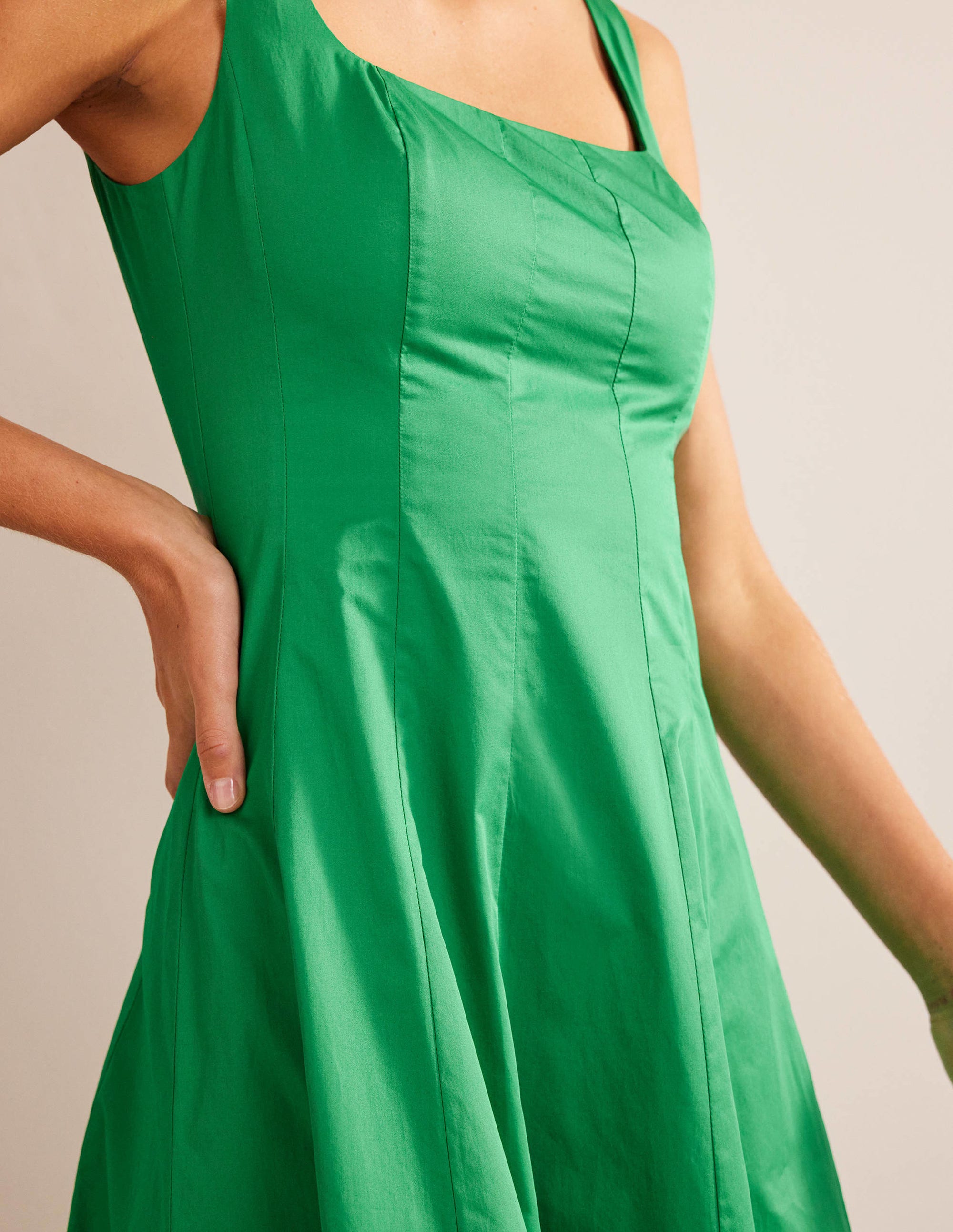 Robe midi sans manches à empiècements-Émeraude profond - Image 4