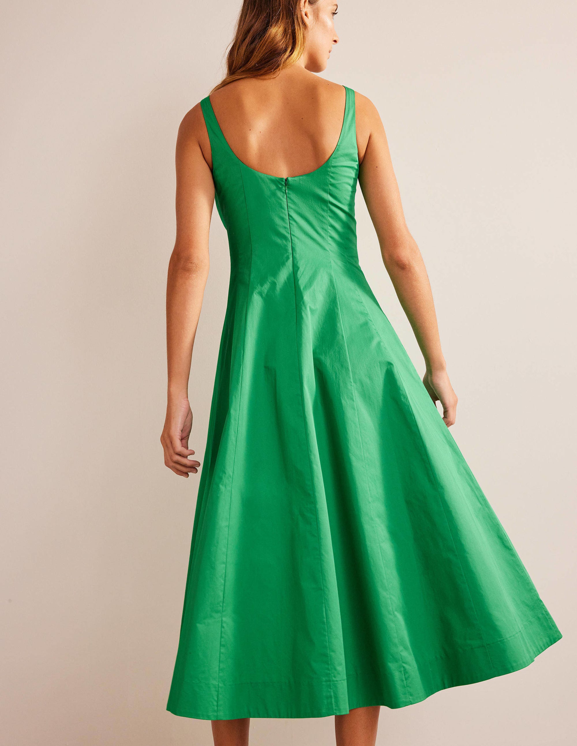 Robe midi sans manches à empiècements-Émeraude profond - Image 5