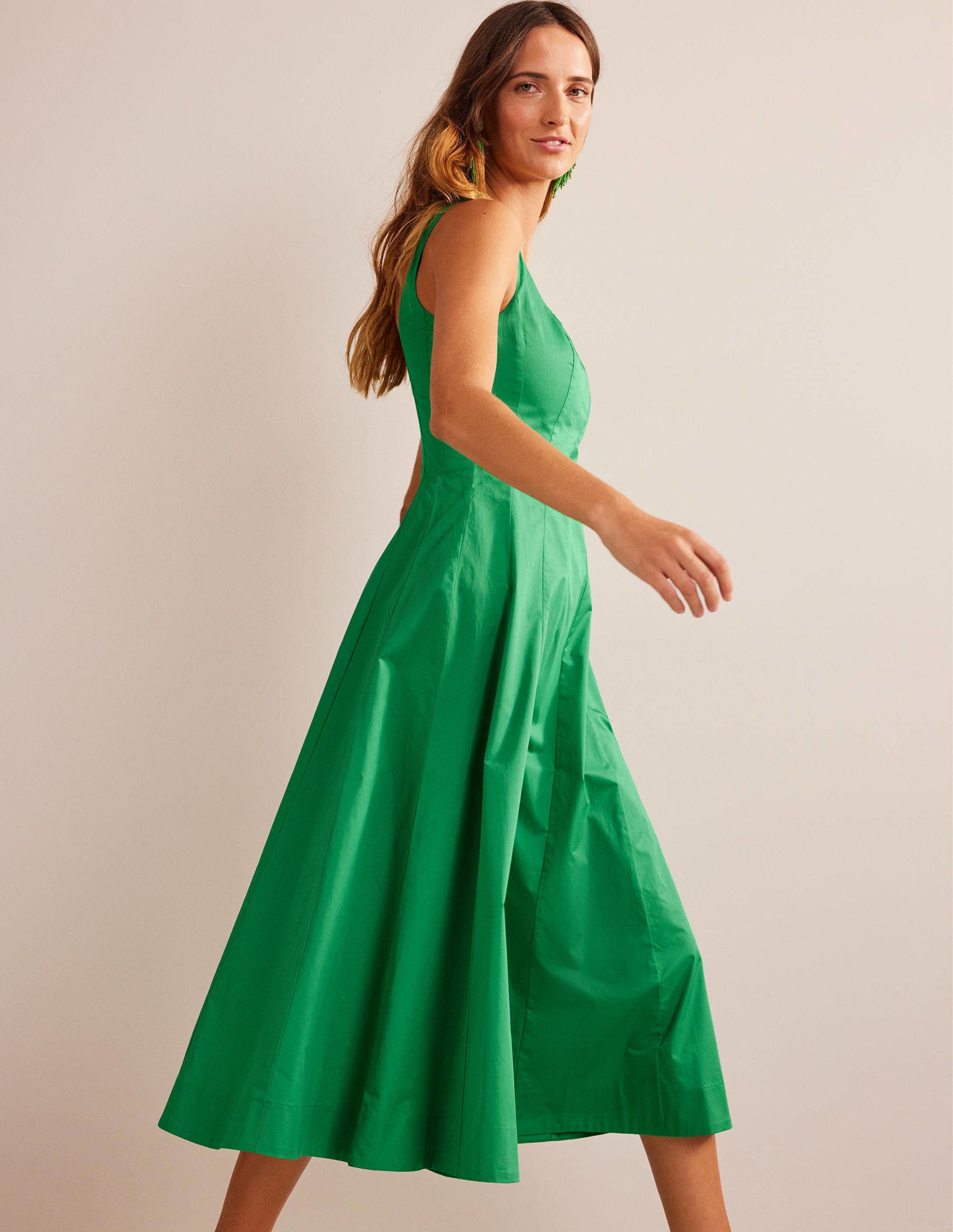 Robe midi sans manches à empiècements-Émeraude profond - Image 6