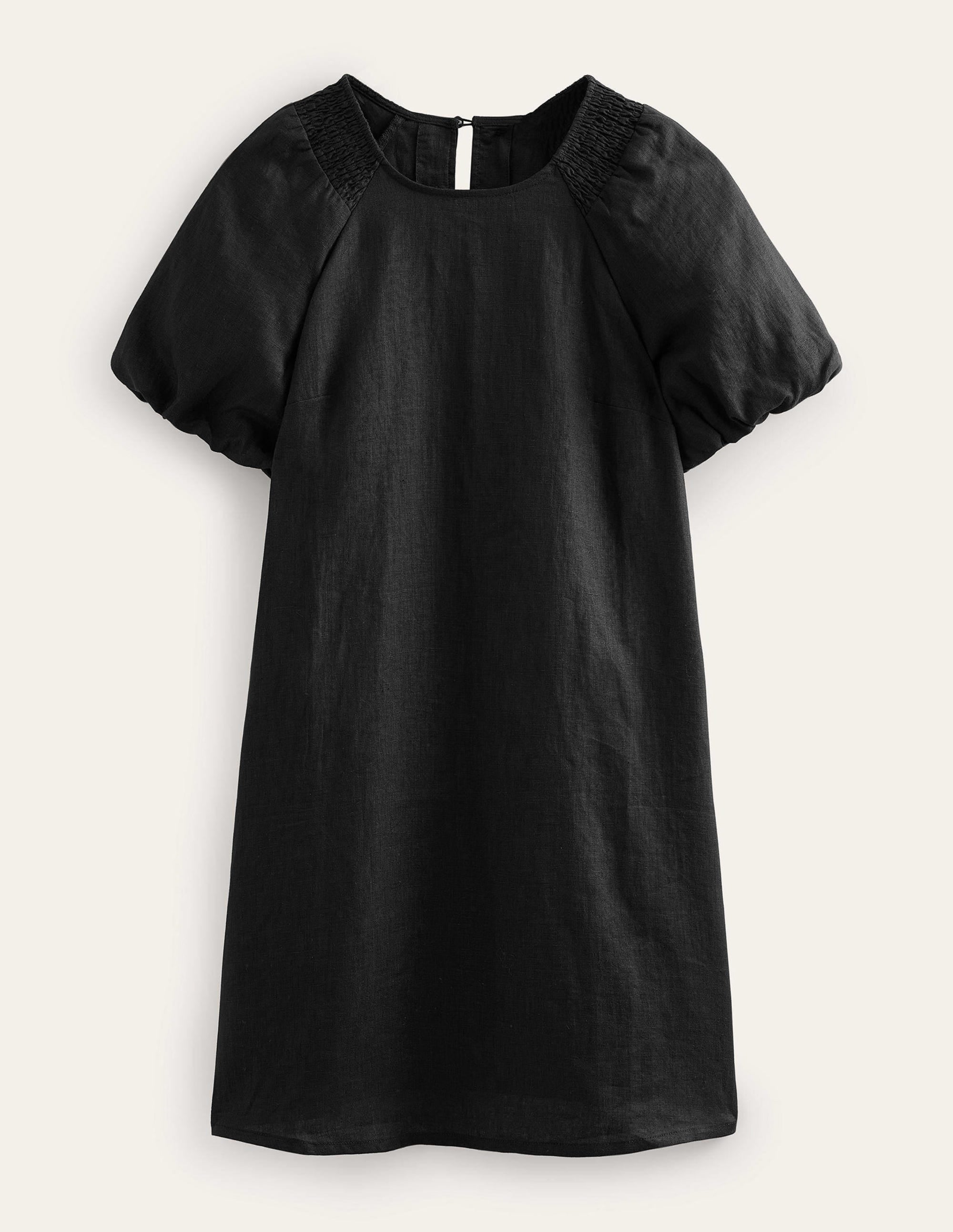 Leinen-Minikleid mit Ärmeldetail-Schwarz - Image 5