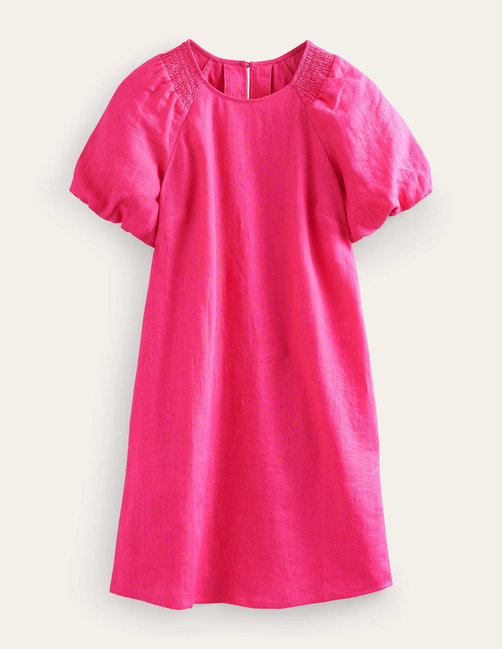 Mini-robe en lin avec manches décorées-Rose festival-6