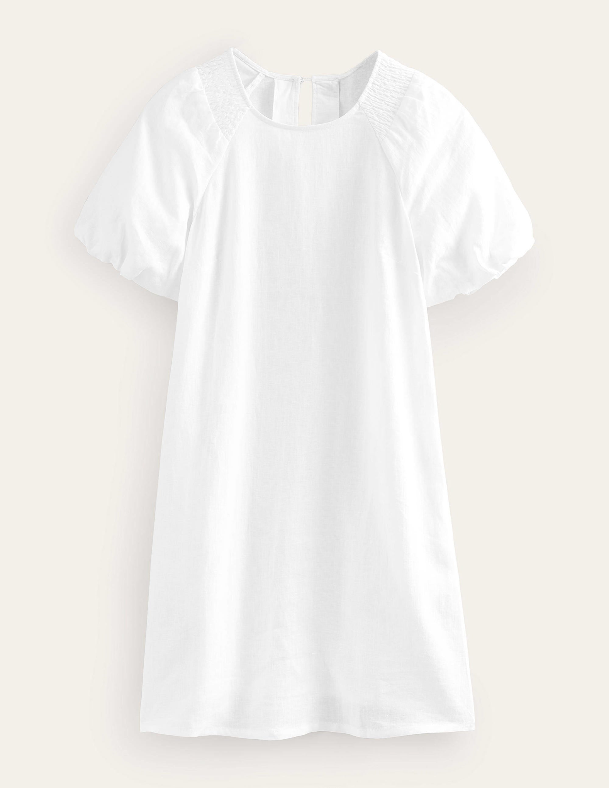 Leinen-Minikleid mit Ärmeldetail-Weiß - Image 5