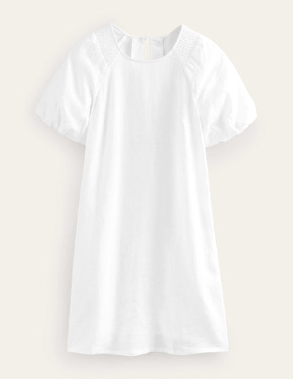 Leinen-Minikleid mit Ärmeldetail-Weiß-5