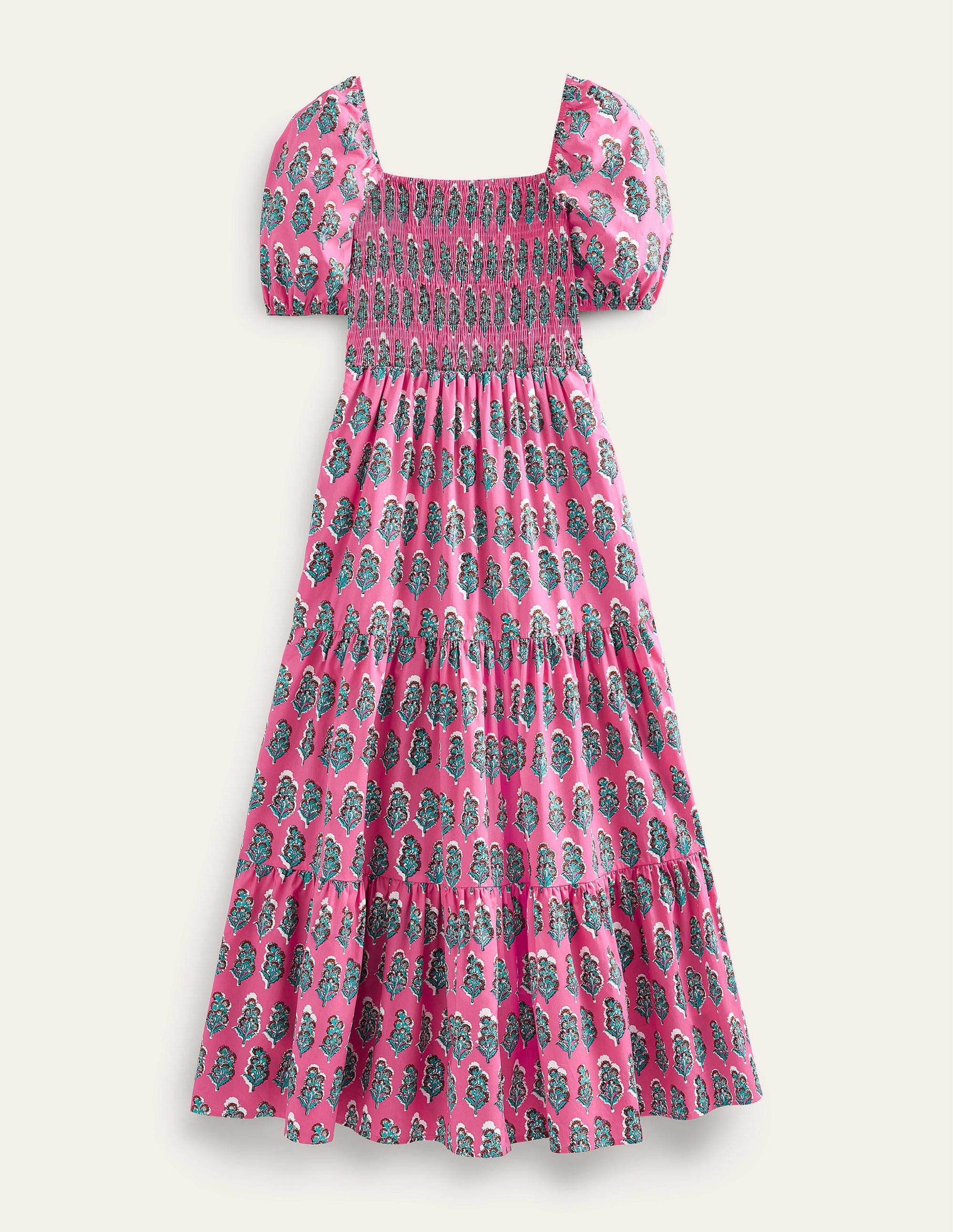 Maxikleid mit gesmoktem Oberteil-Festivalrosa, Kunstvolle Blumen - Image 5