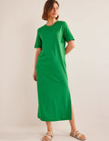 Midi-T-Shirt-Kleid aus Jersey-Sattes Grün