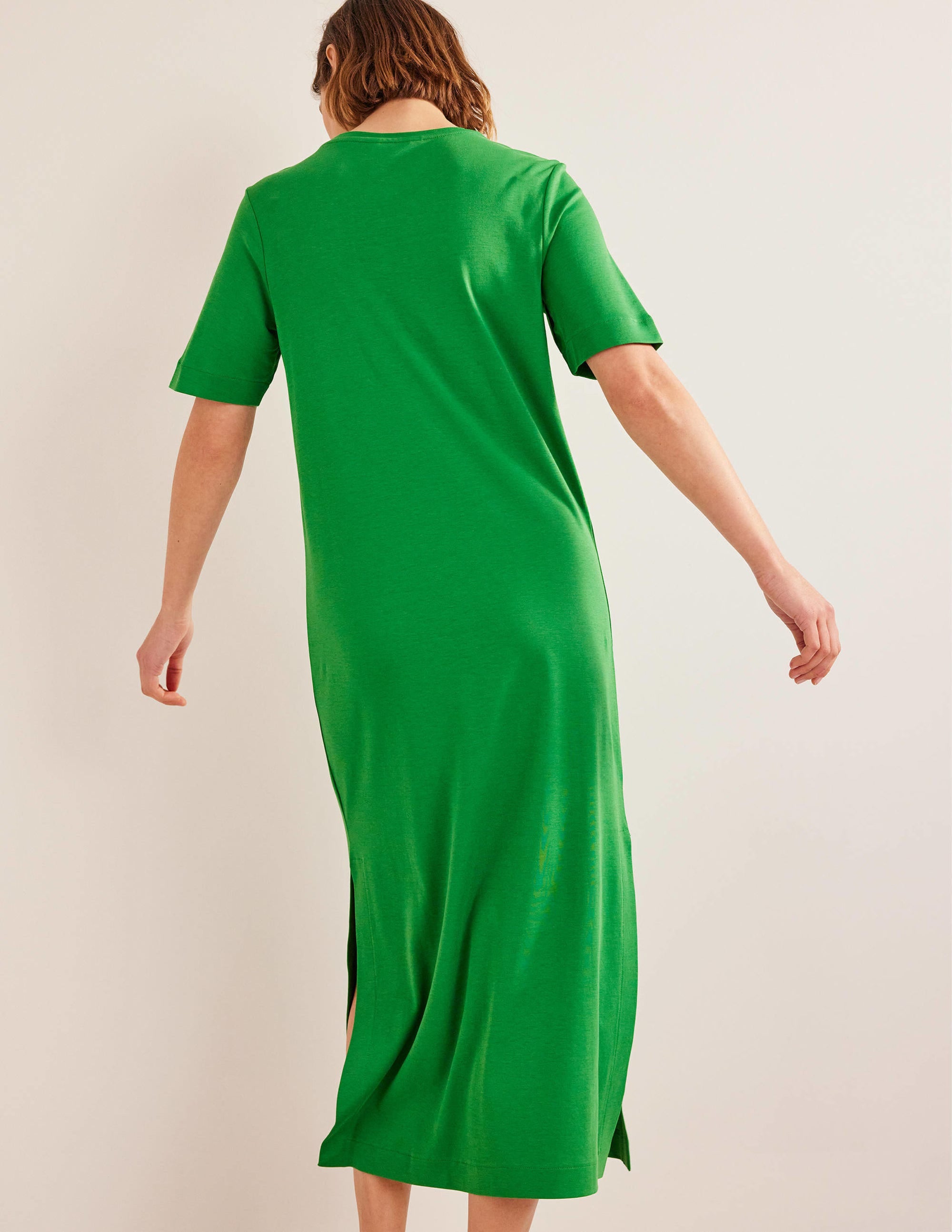 Midi-T-Shirt-Kleid aus Jersey-Sattes Grün - Image 3
