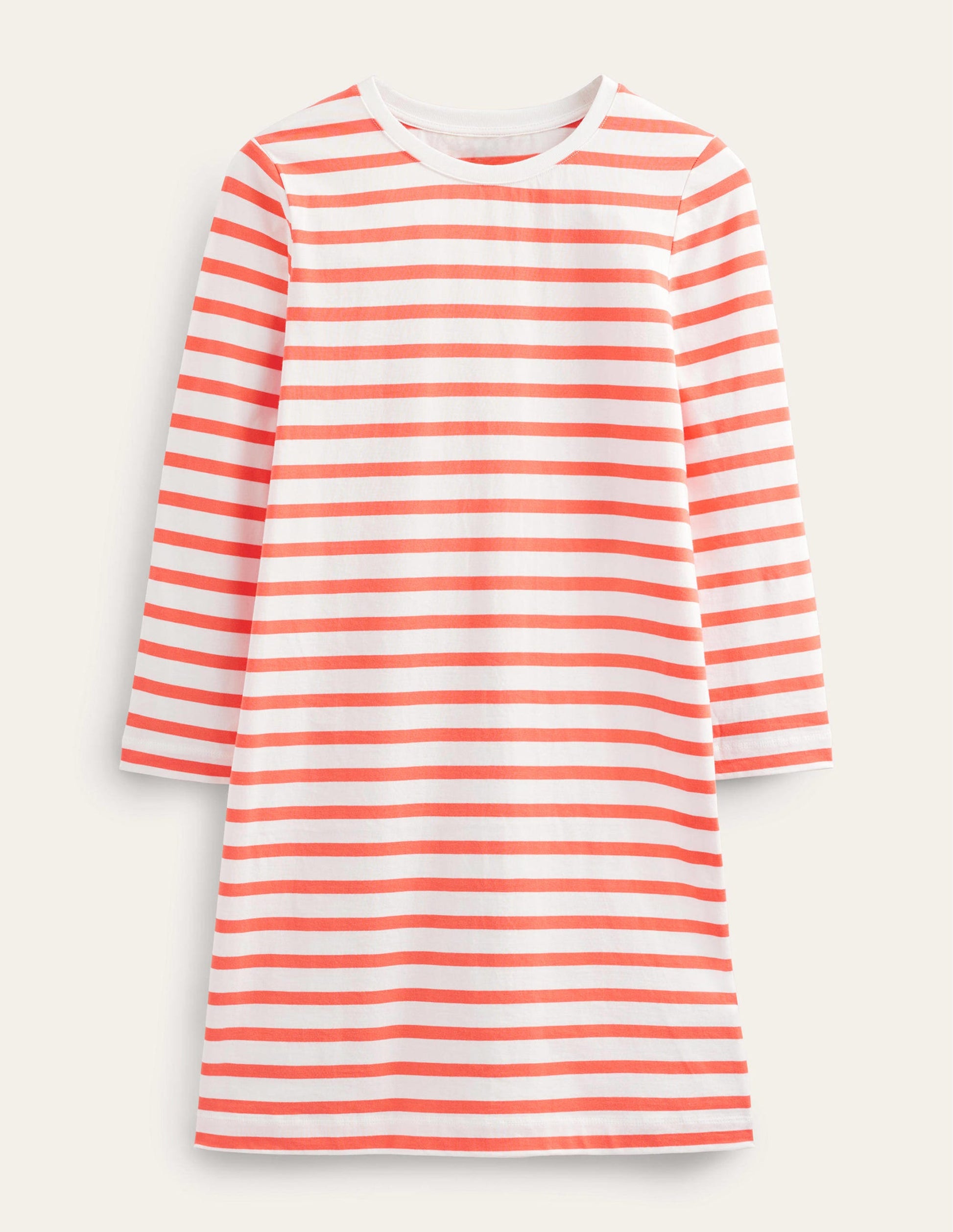 Mini-T-Shirt-Kleid aus Jersey-Naturweiß/Khaki, Gestreift-5