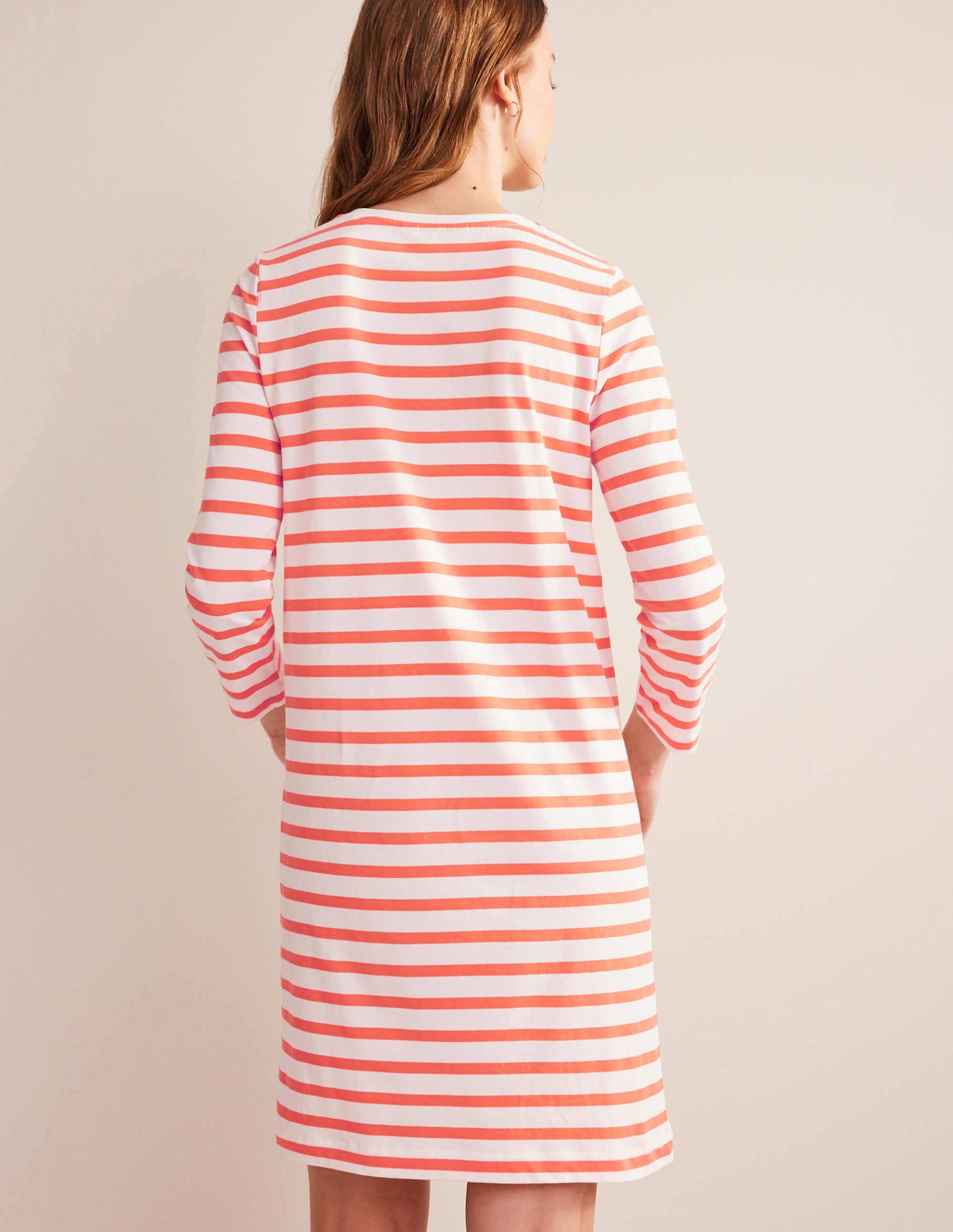 Mini-T-Shirt-Kleid aus Jersey-Naturweiß/Khaki, Gestreift - Image 3