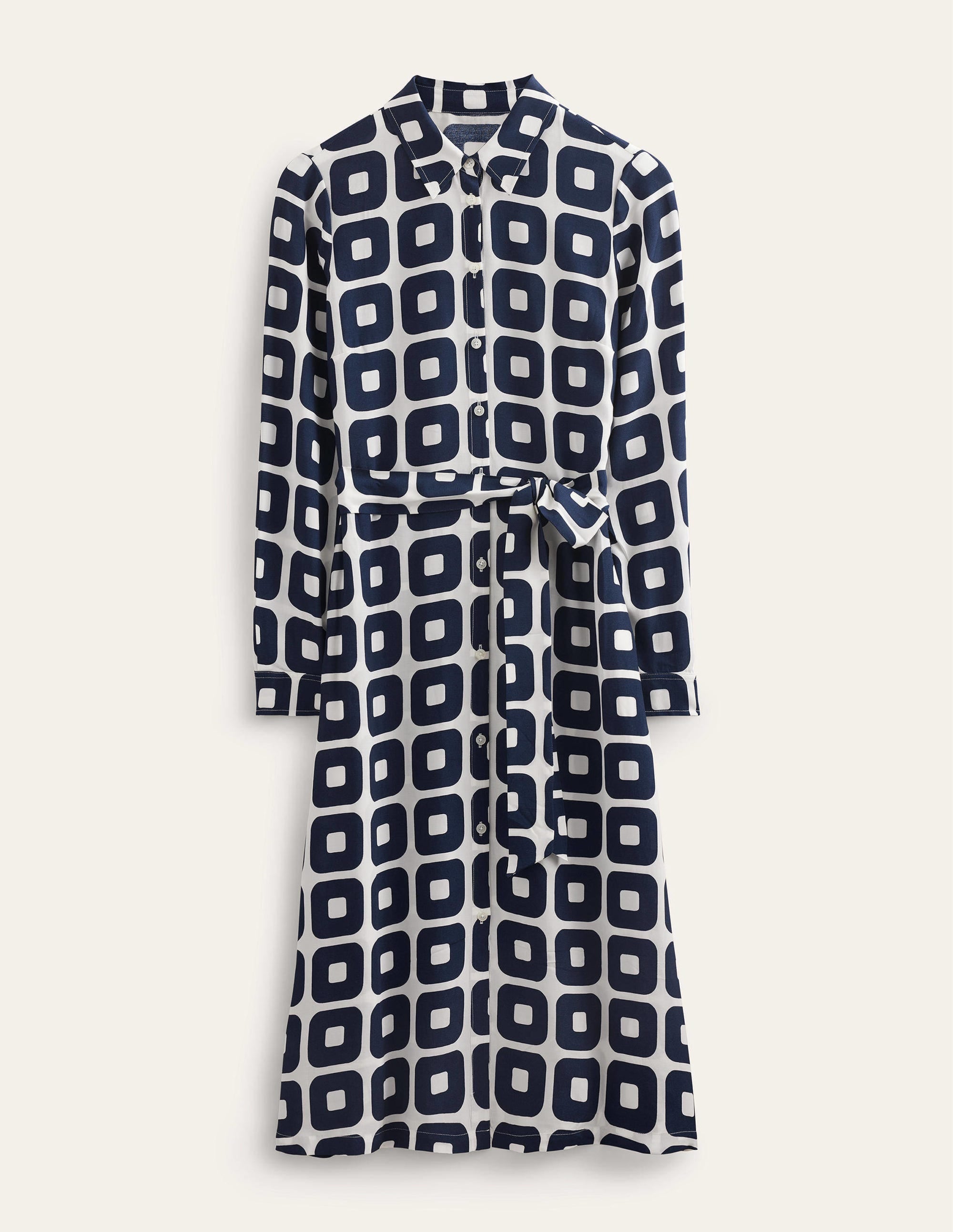 Robe-chemise midi imprimée-Bleu marine foncé, petit motif Cube - Image 5