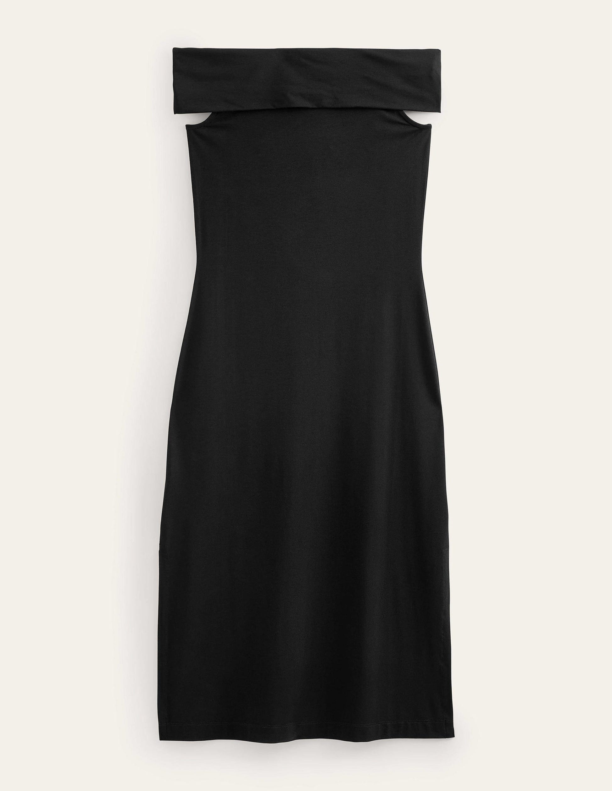 Schulterfreies Midikleid aus Jersey-Schwarz-5