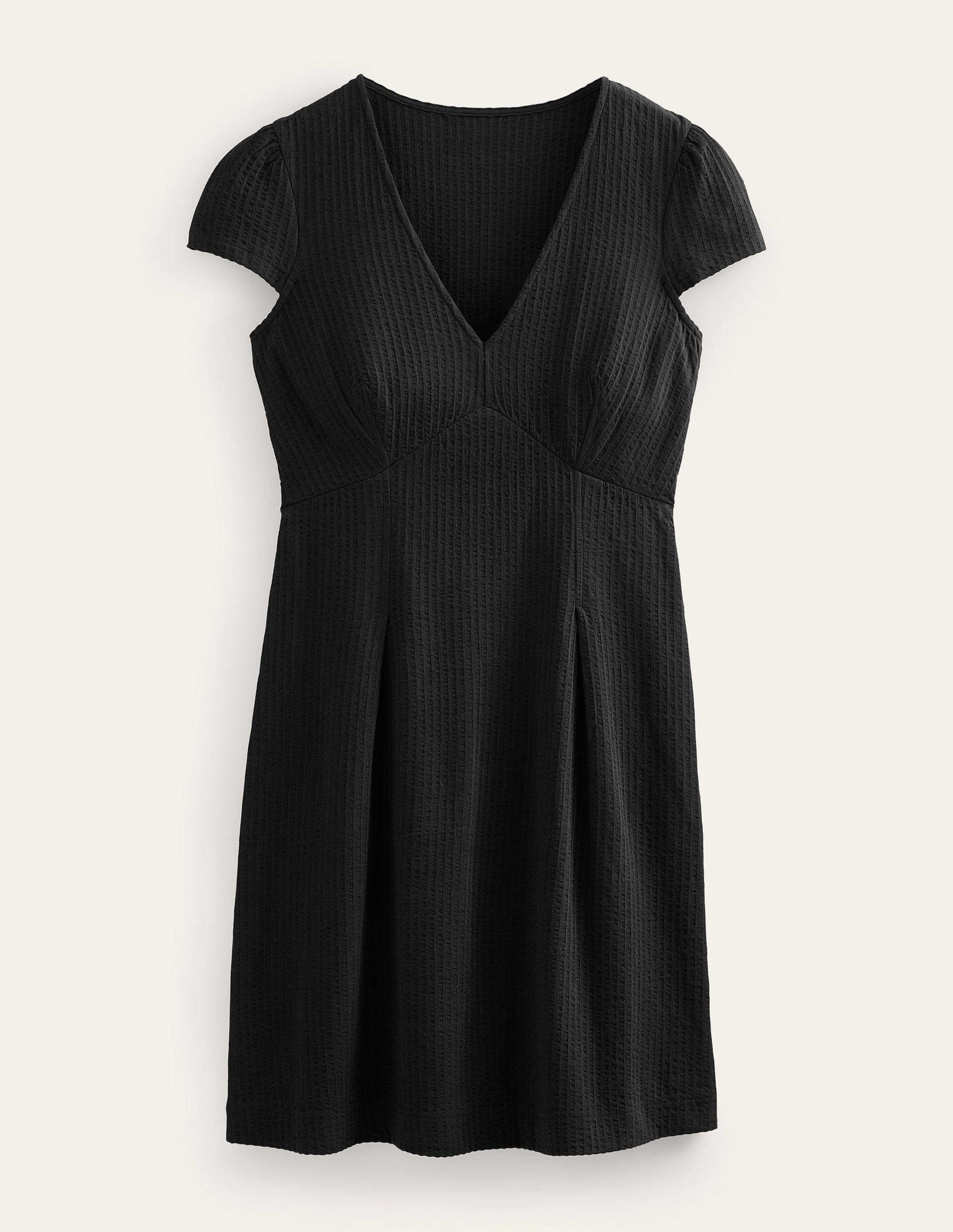 Robe style 40s en jersey seersucker-Noir-4