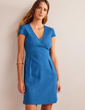 Seersucker Jersey Tea Dress-Sapphire