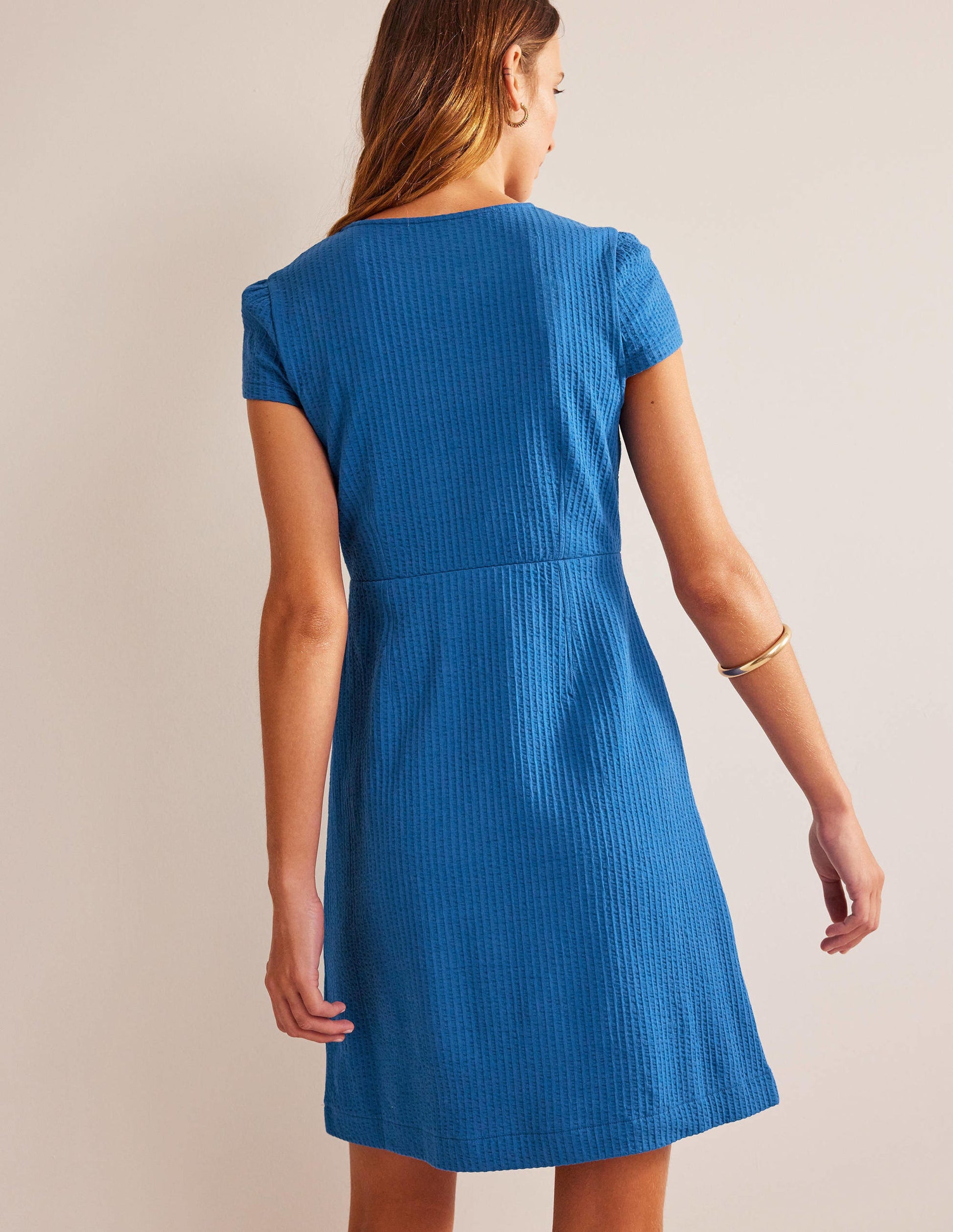Seersucker Jersey Tea Dress-Sapphire-3
