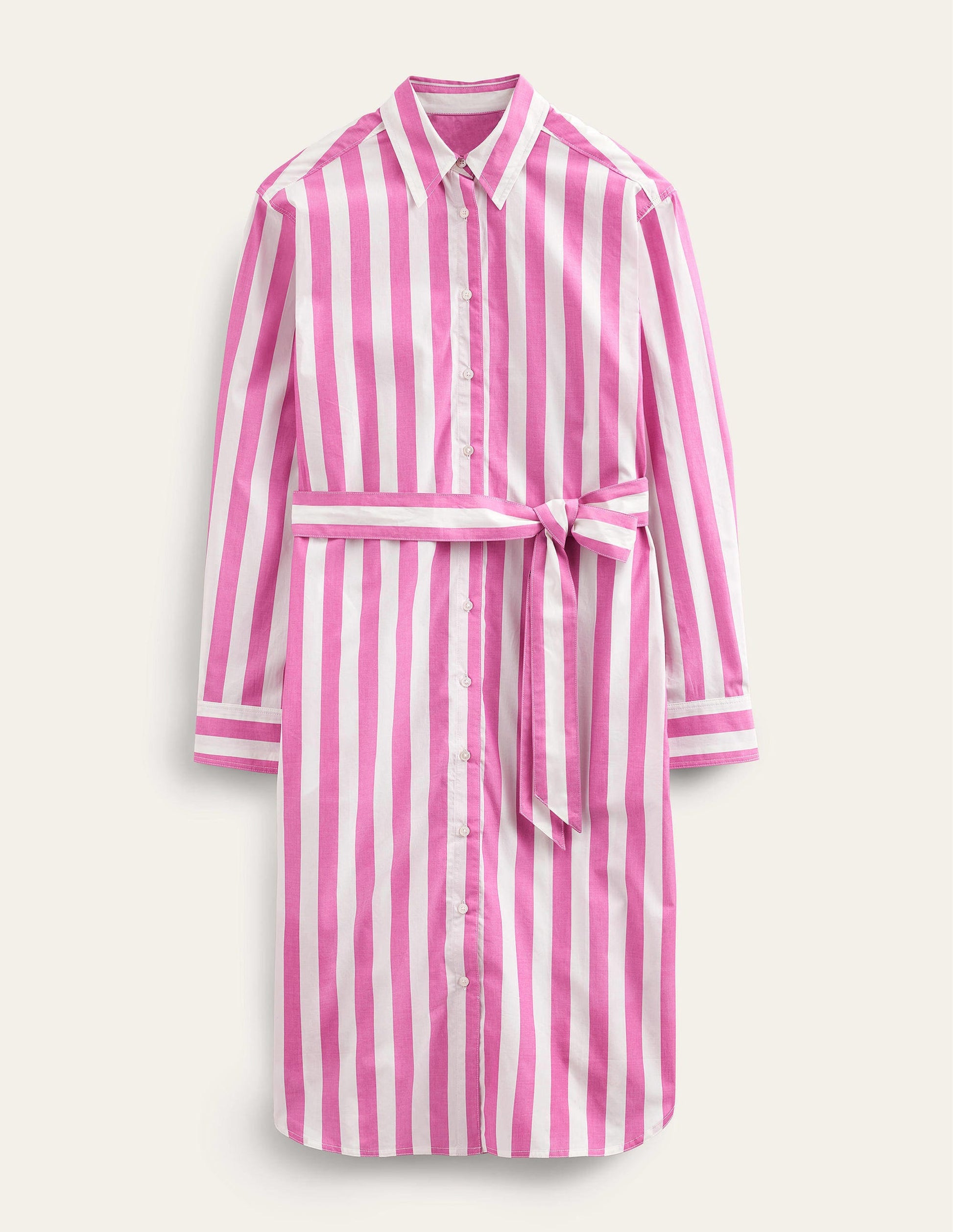 Robe-chemise en coton décontractée-Rose phlox et ivoire-5