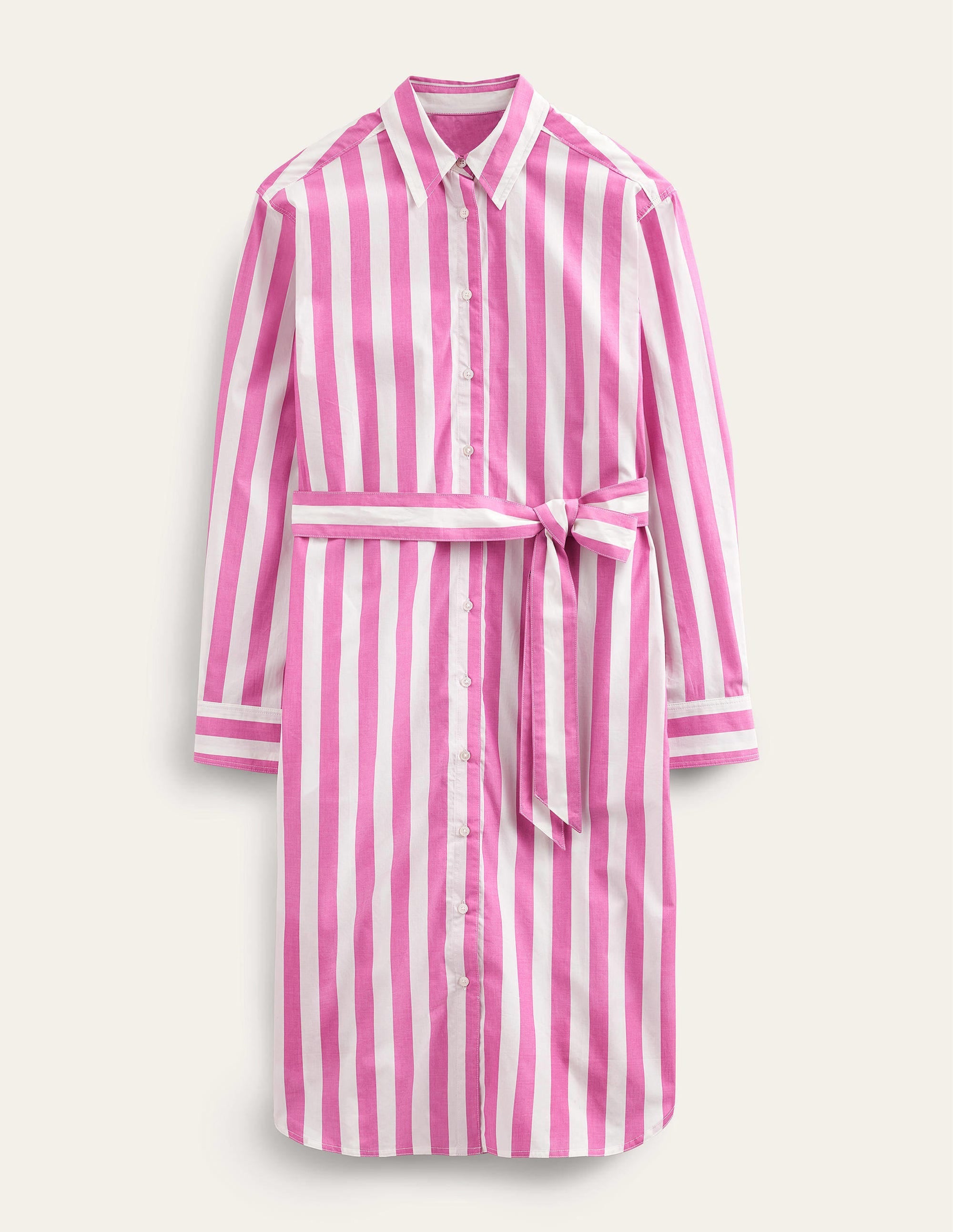 Robe-chemise en coton décontractée-Rose phlox et ivoire - Image 5