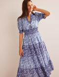 Remix Cotton Maxi Dress-Porcelain Pansy Bloom