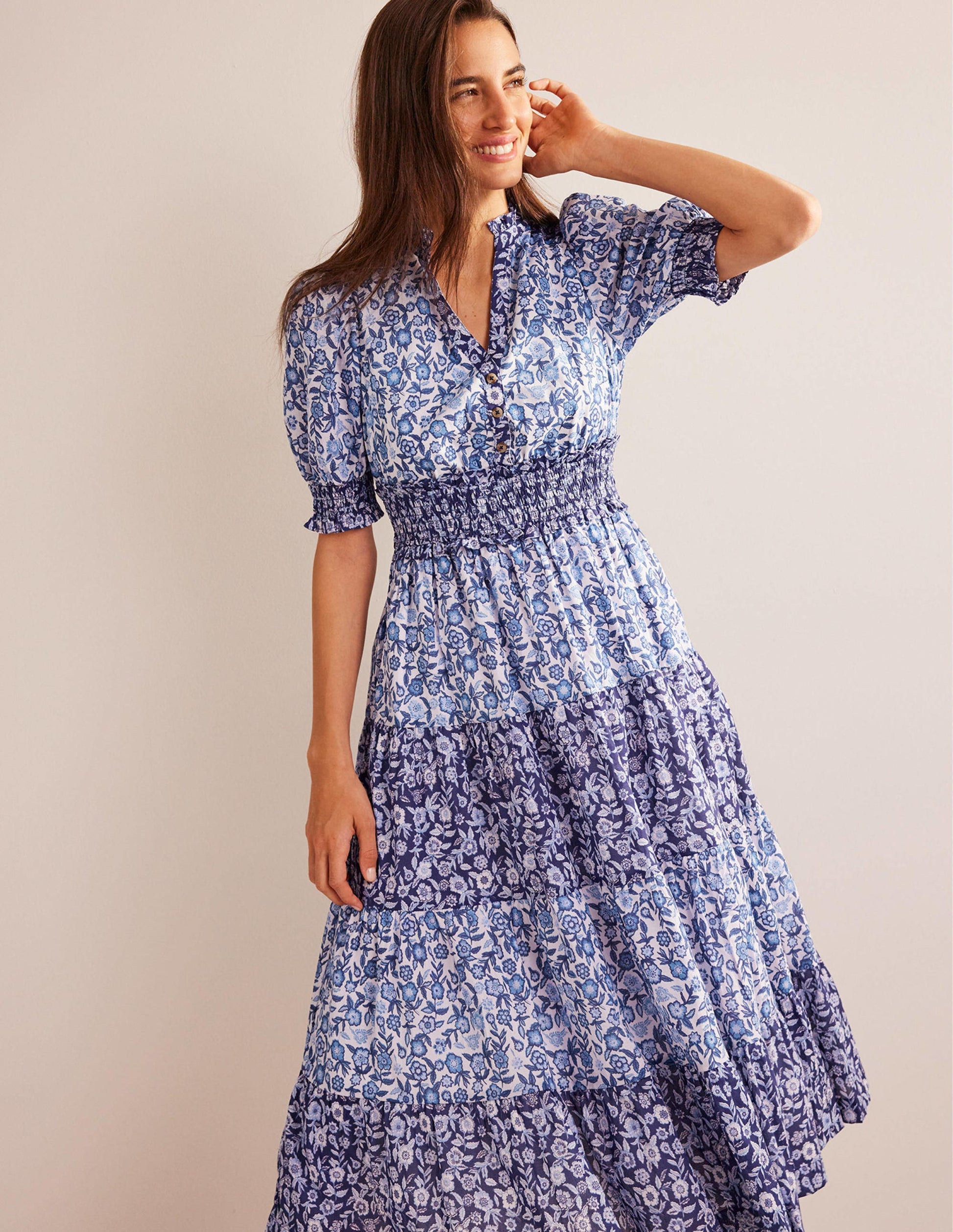 Remix Cotton Maxi Dress-Porcelain Pansy Bloom-1